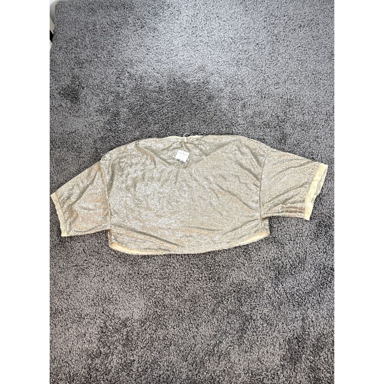 Free People Free People Champagne Dreams Sequin Top Blouse Women Oversized M Gold Size M / US 6-8 / IT 42-44 - 5 Thumbnail