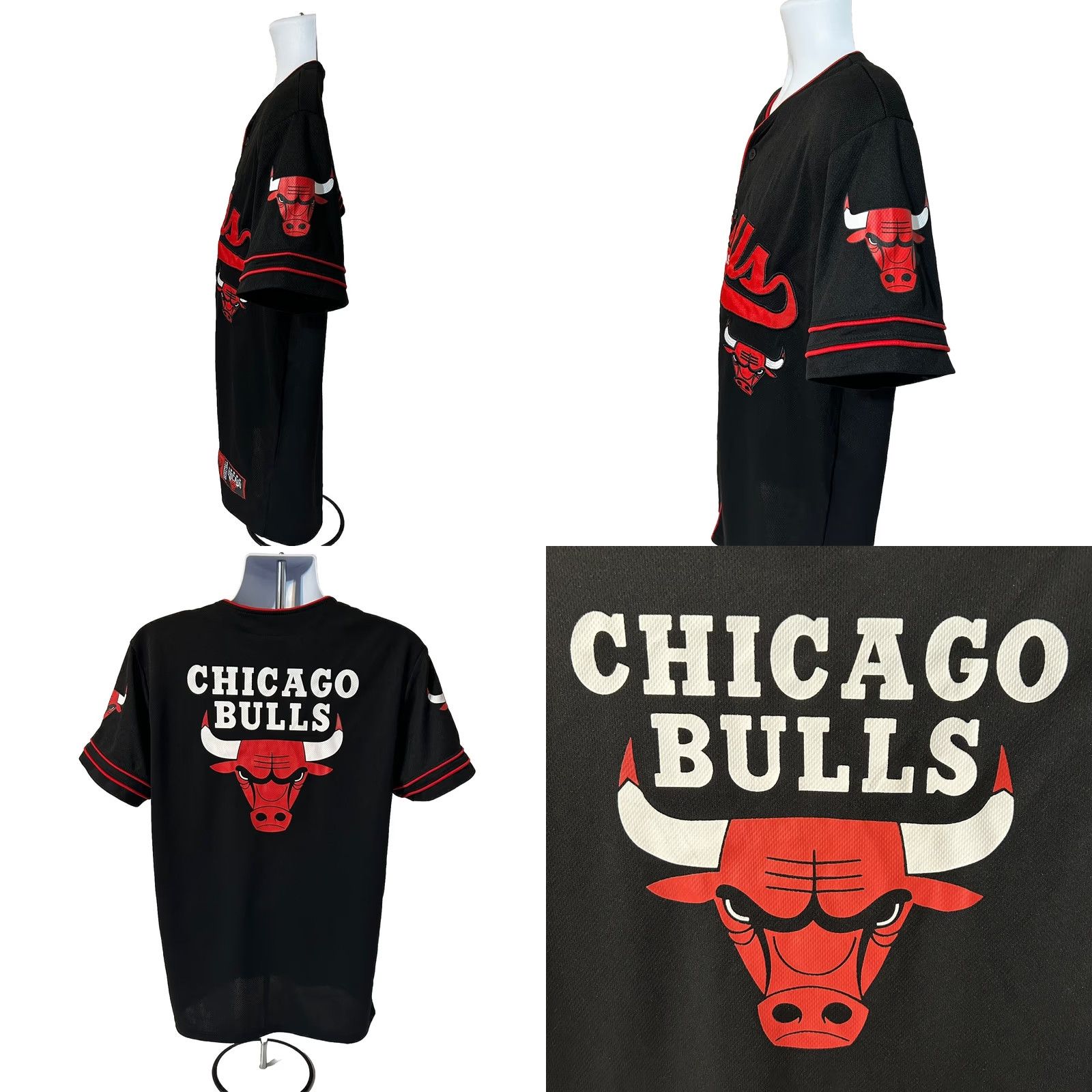 Vintage VINTAGE Chicago Bulls Button Up Jersey Men Medium Baseball Style Jersey Black Red Trim Size US M / EU 48-50 / 2 - 11 Thumbnail