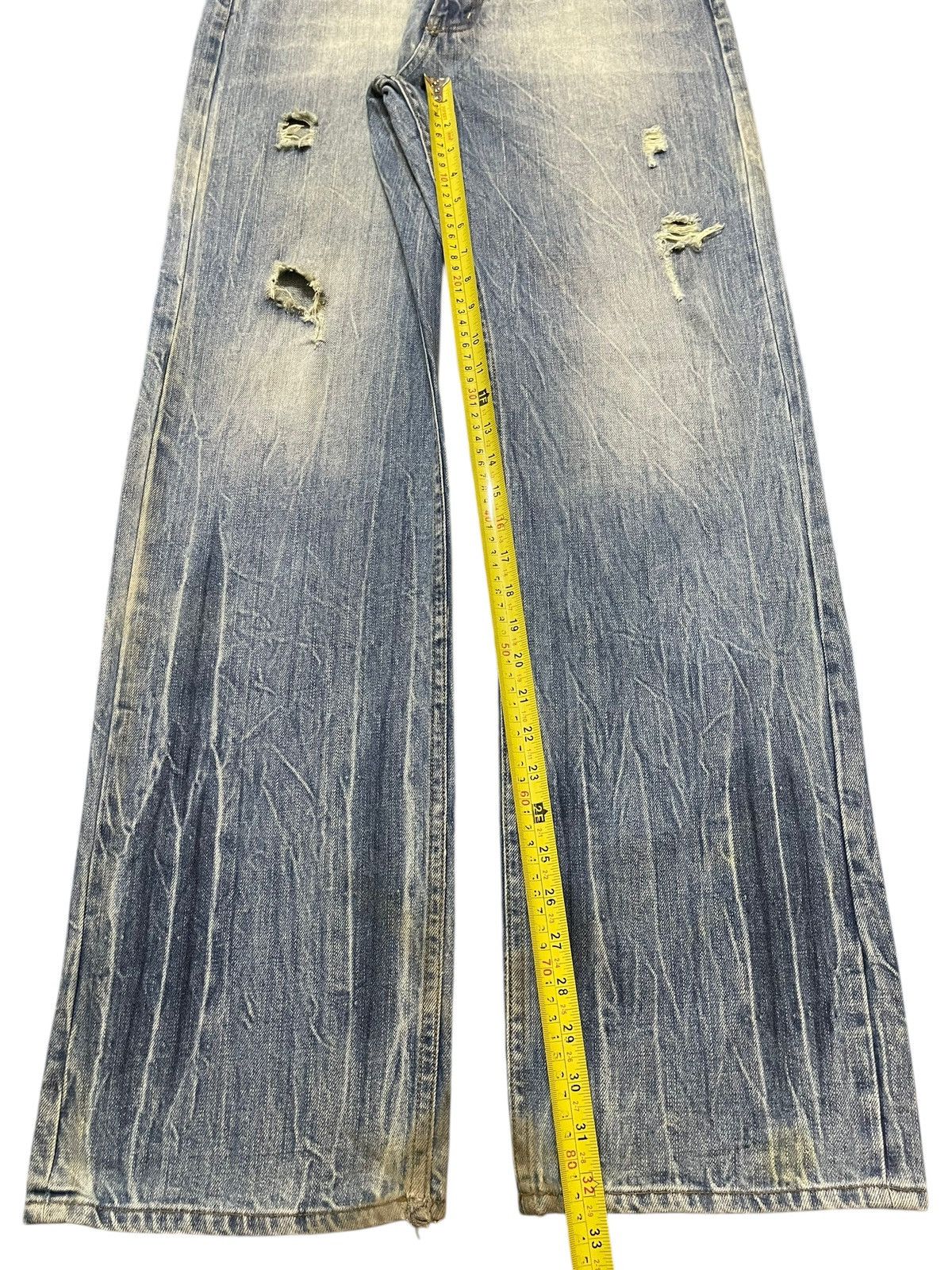 14th Addiction Vintage Japanese Brand Clawmark Wash Distress Baggy Jeans Size US 31 - 14 Thumbnail