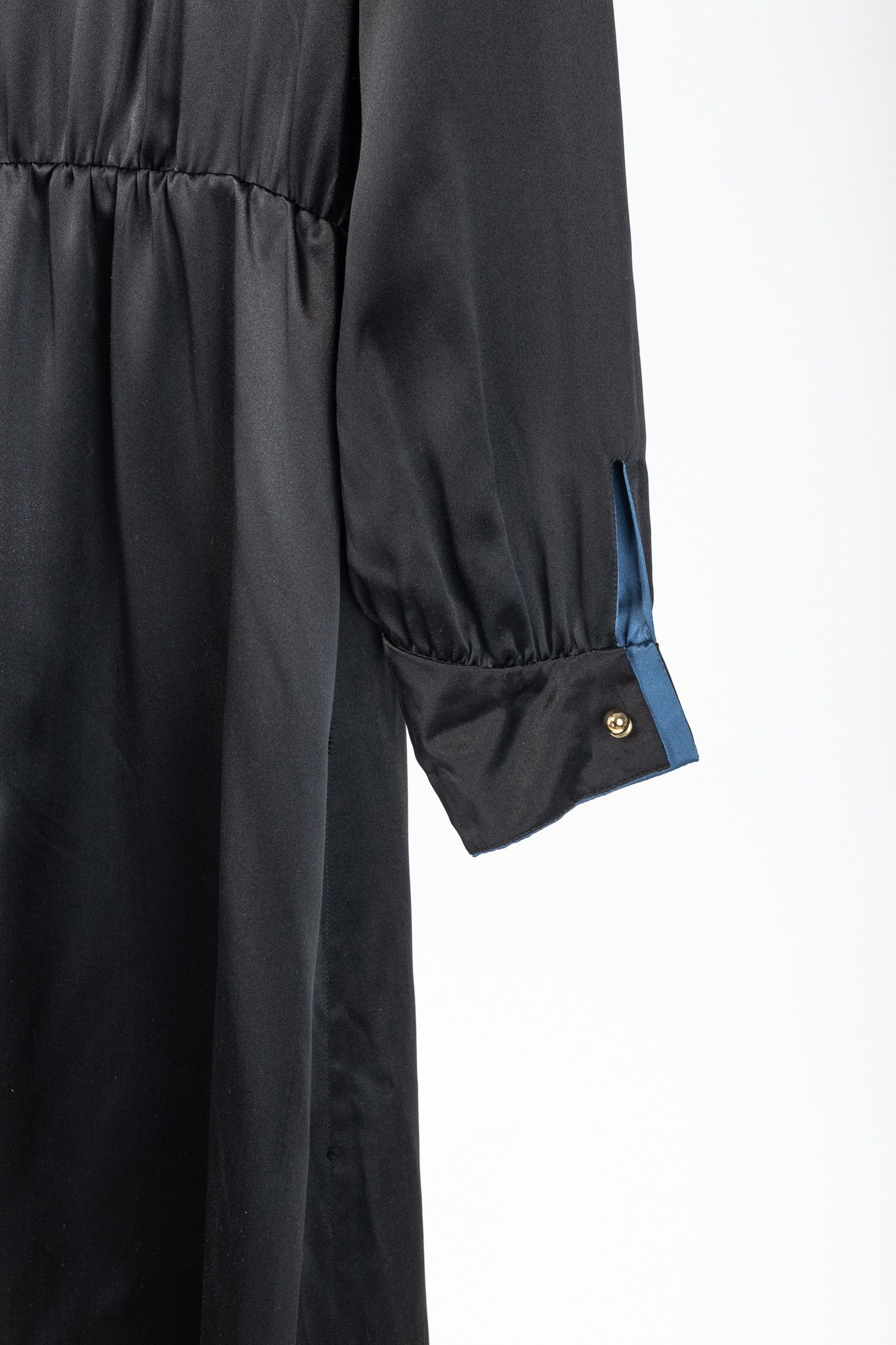 Other Dassie Reversible Black & Blue Silk Charmeuse Dress Size L / US 10 / IT 46 - 5 Thumbnail