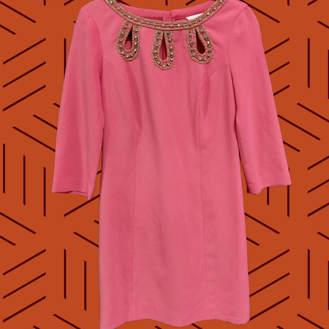 Lilly Pulitzer Lilly Pulitzer Pink Dress Embellished Solid 3/4 Sleeve Knee Length Women Size 6 Size M / US 6-8 / IT 42-44 - 1 Thumbnail