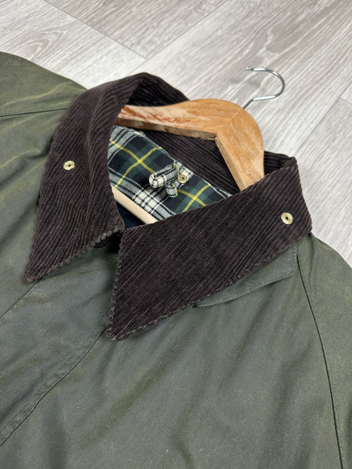 Barbour Vintage Barbour Bedale A100 Waxed Jacket Corduroy Collar Size US XL / EU 56 / 4 - 6 Thumbnail