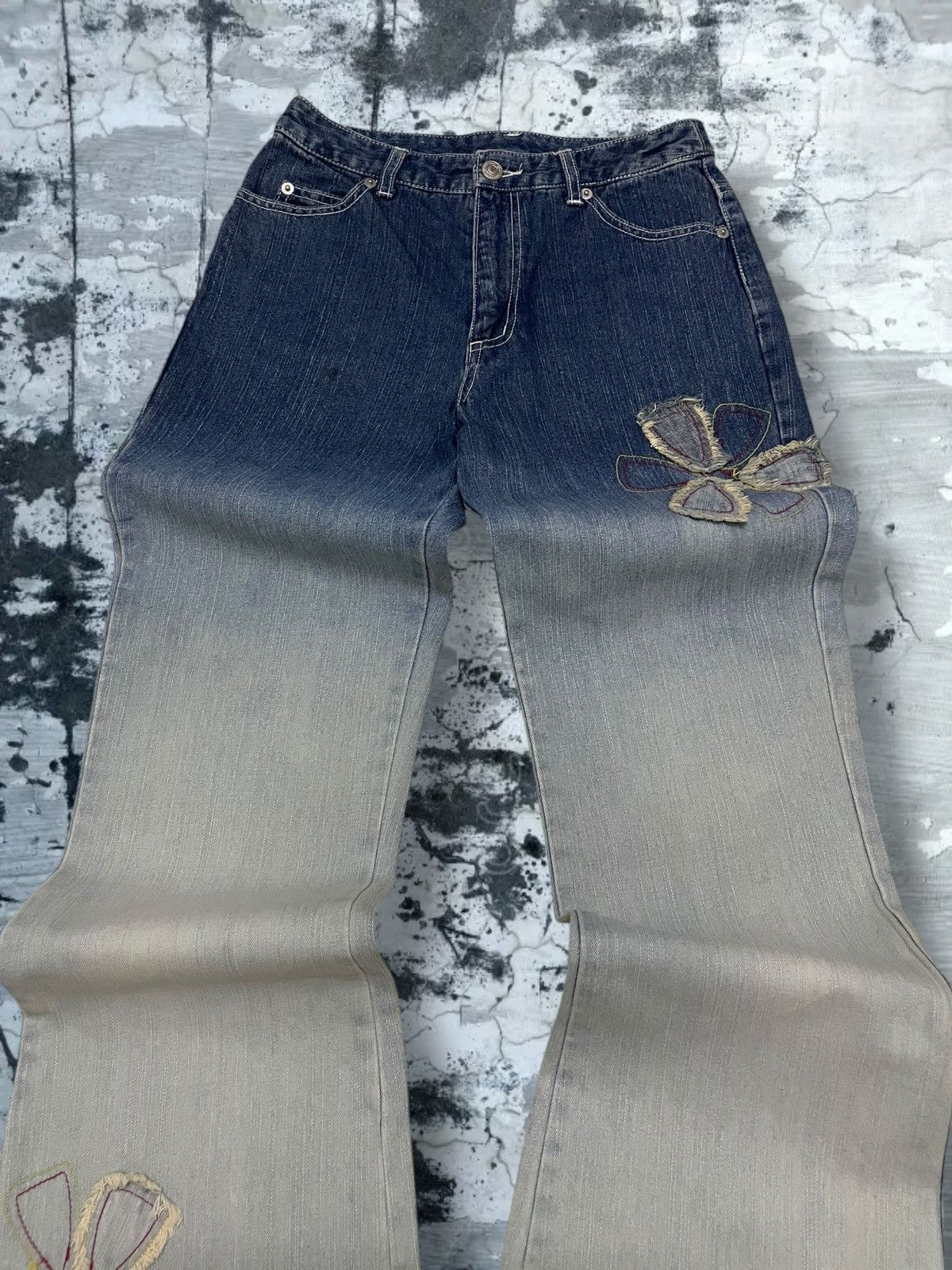 Japanese Brand Vintage 90s Japan Designer Design Flower Flared Summer Denim Size US 26 / EU 42 - 4 Thumbnail