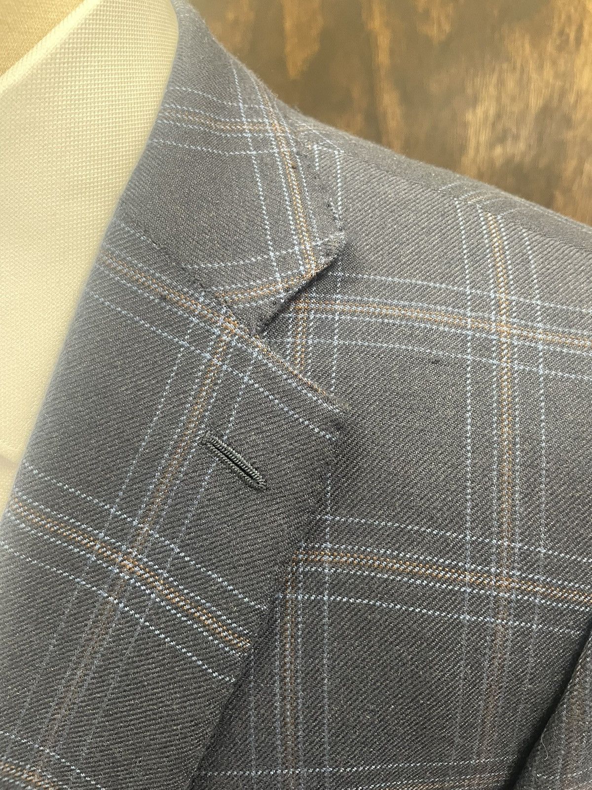 Isaia Windowpane Check Print Cashmere Jacket Size 48L - 2 Thumbnail
