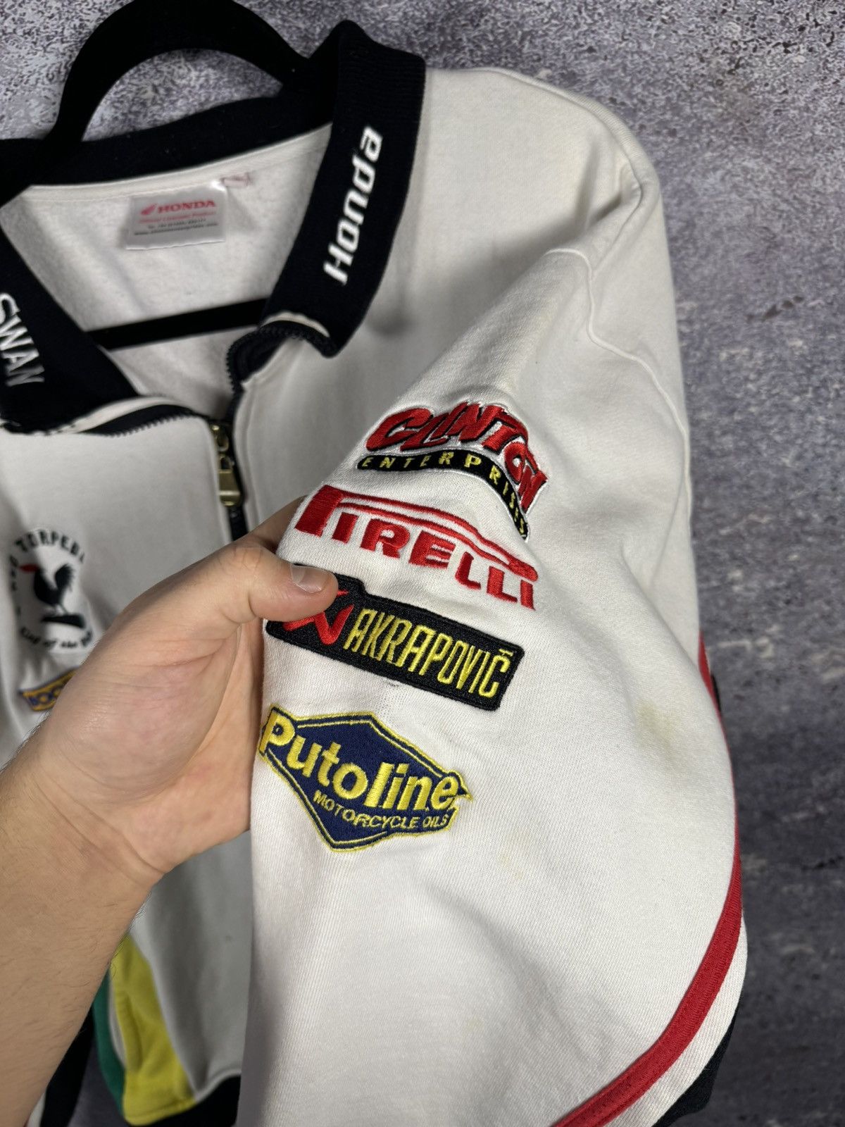 Honda × Vintage SWAN HONDA MOTOR SUPERBIKE RACING JACKET LONG SLEEVE FULL ZP Size US XL / EU 56 / 4 - 12 Thumbnail