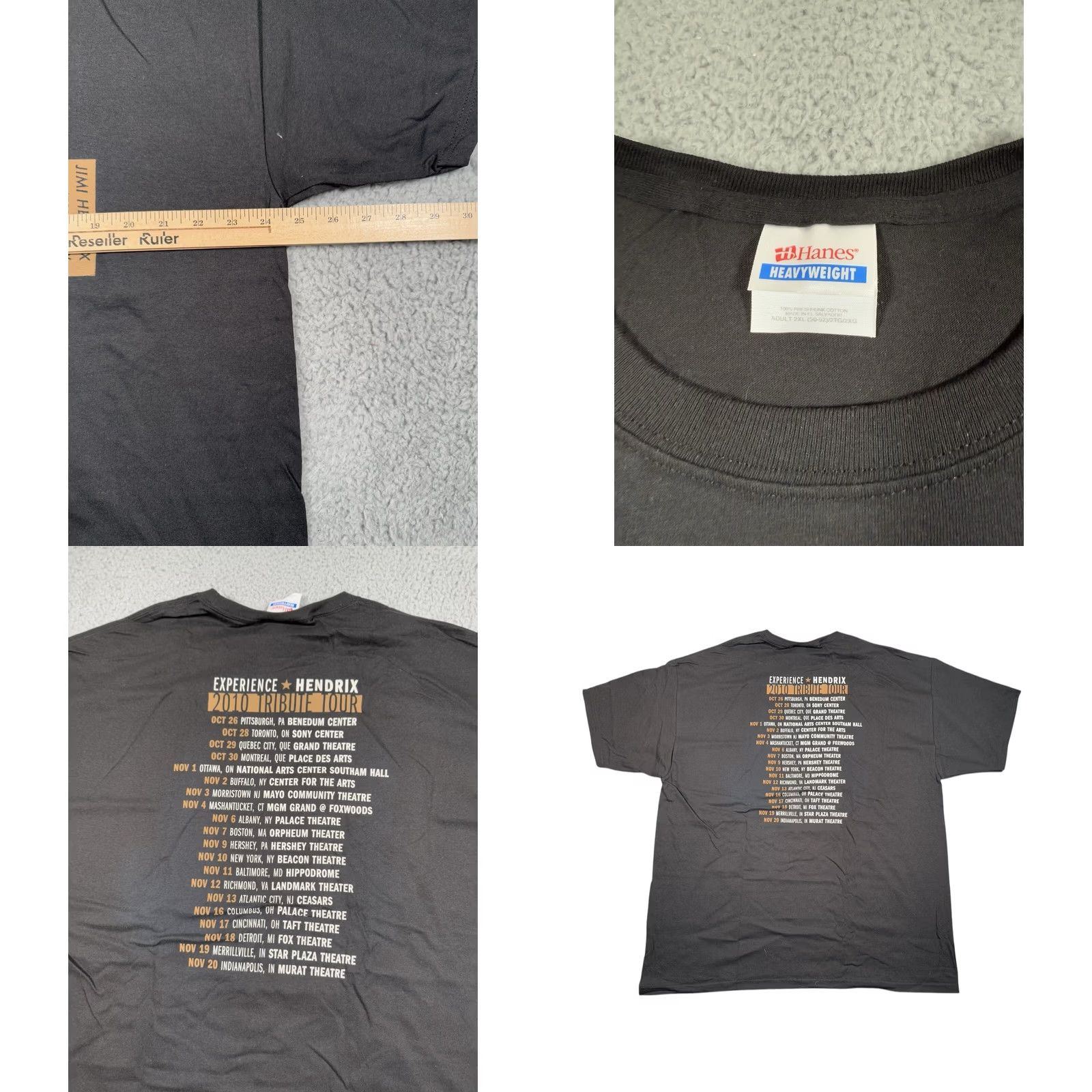Vintage Jimi Hendrix T Shirt Mens 2XL Black West Coast Seattle Boy 2010 Tribute Tour Size US XXL / EU 58 / 5 - 8 Thumbnail