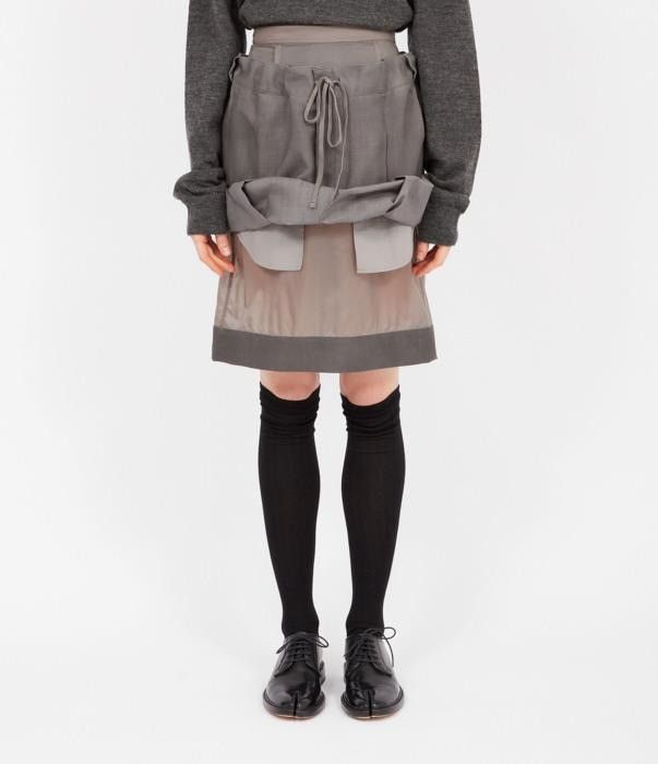 Maison Margiela o1bcso1str0526 Layered Mohair-Wool Skirt in Grey Size 28" / US 6 / IT 42 - 1 Thumbnail