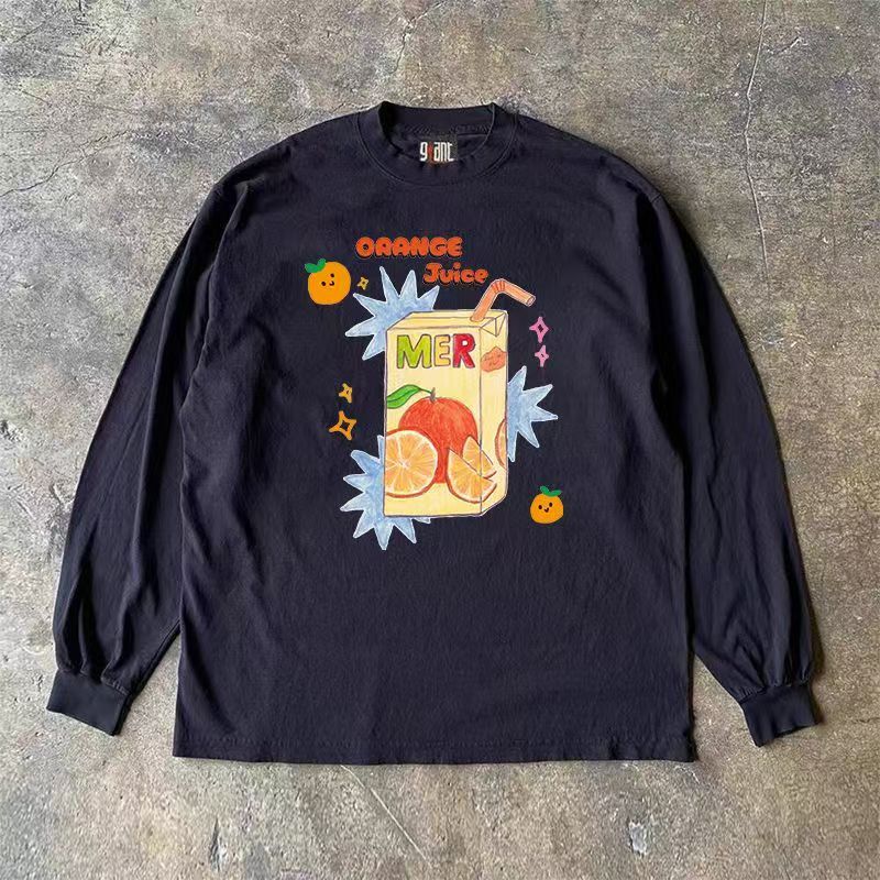 Japanese Brand Black washed retro juice print long-sleeved t-shirt Size US M / EU 48-50 / 2 - 1 Thumbnail
