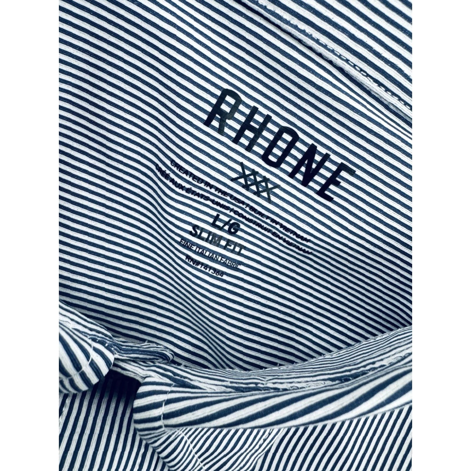 Rhone Rhone - Performance Stretch Striped Shirt Slim Fit Long Sleeve Button-Up L Blue/White Mens Regular XS? Size US L / EU 52-54 / 3 - 4 Thumbnail