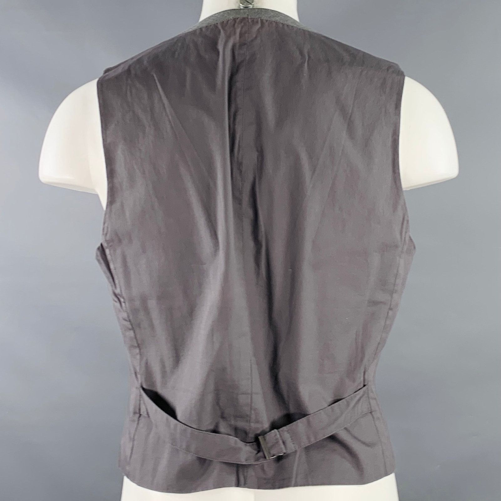 John Varvatos Size 40 Grey Charcoal Stripe Cotton Zip Pockets Vest Size 40R - 3 Thumbnail