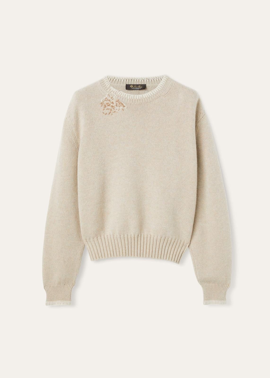 Loro Piana o1srvl11e0125 FAN6223 Ashi Embroidered Sweater in Beige Size S / US 4 / IT 40 - 1 Thumbnail