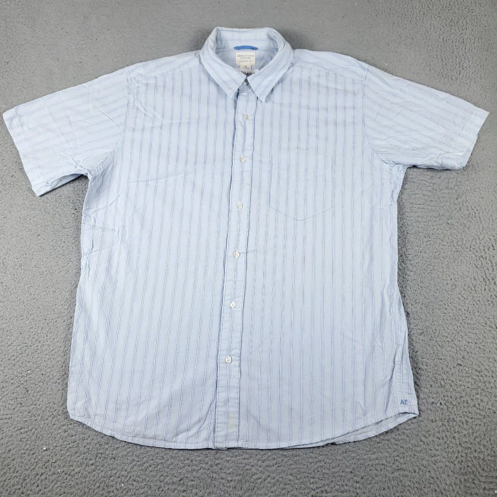 American Eagle Outfitters American Eagle Outfitters Shirt Mens Large Blue Striped Button Up Short Sleeve Casual Formal Workwear Size US L / EU 52-54 / 3 - 2 Thumbnail