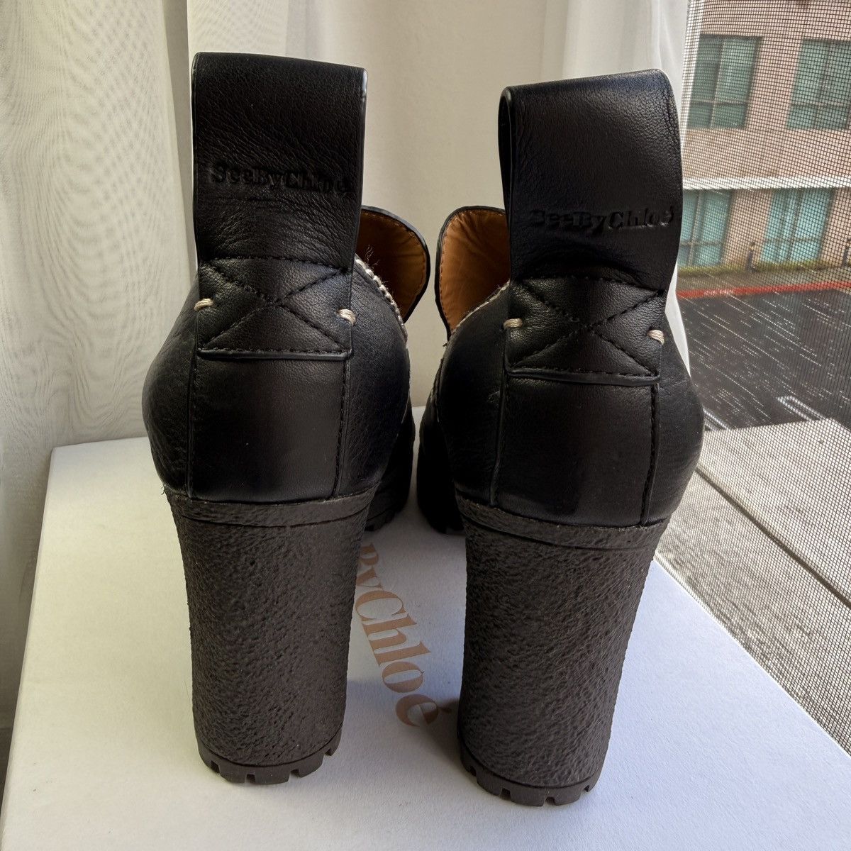 Other See By Chloé Archive Black Leather Platform Loafers Lug Sole Size US 7.5 / EU 40-41 - 4 Thumbnail