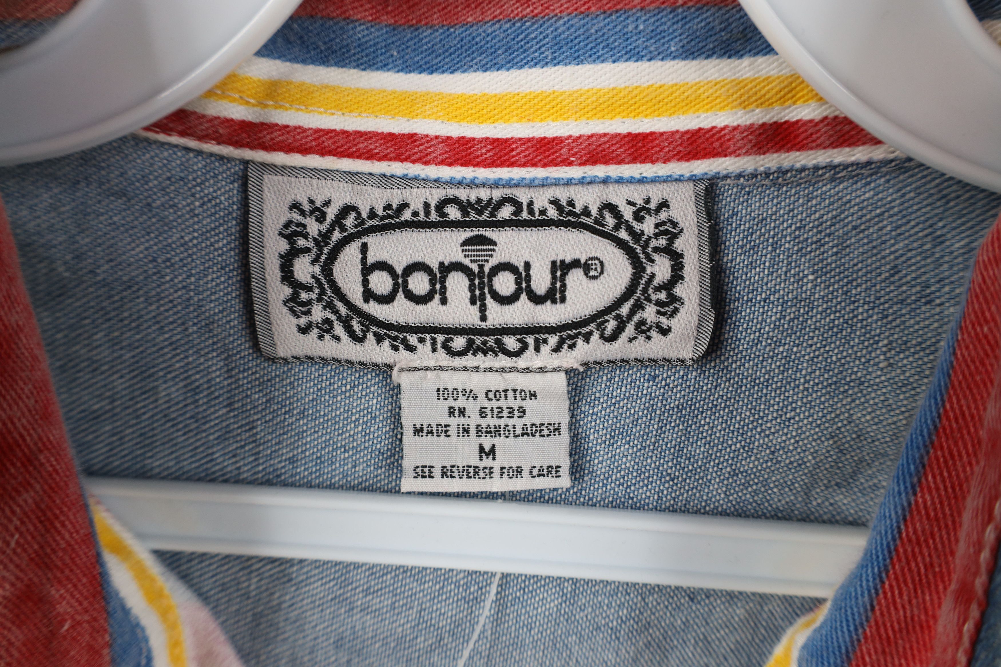 Vintage Deadstock Vintage 90s Striped Sleeveless Denim Button Shirt Size M / US 6-8 / IT 42-44 - 7 Thumbnail