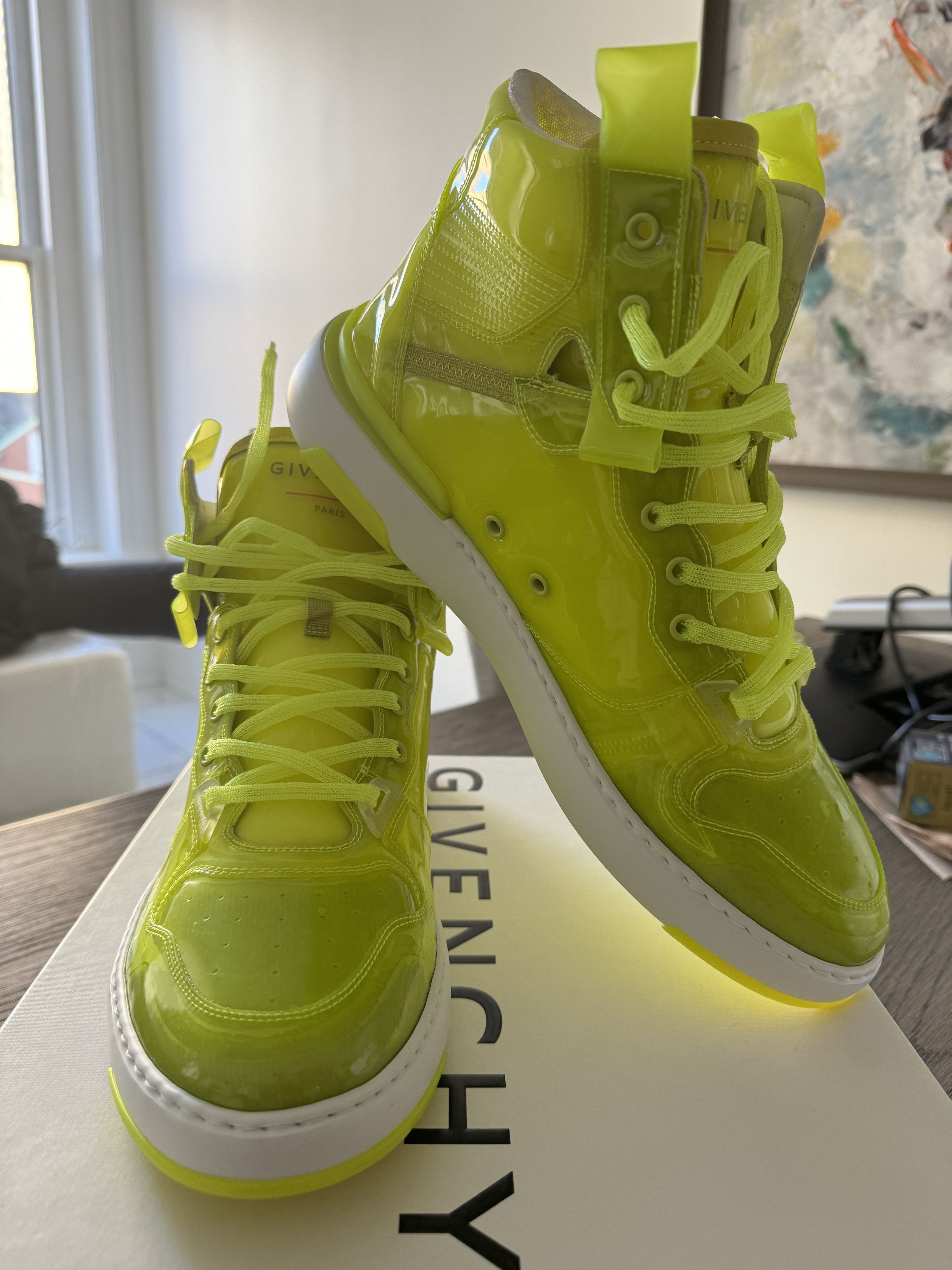 Givenchy WING SNEAKER HI-TOP FLUORESCENT YELLOW Size US 13 / EU 46 - 5 Thumbnail
