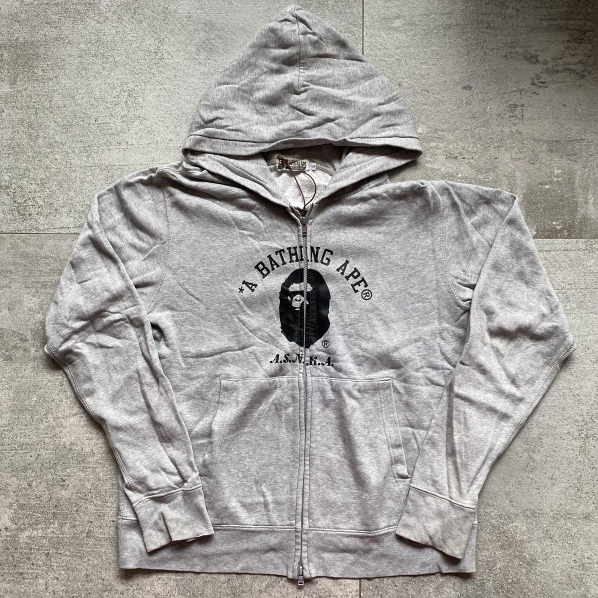 image of A Bathing Ape Bape College Logo New Year Zip Up Hoodie in White, Men's (Size Large)