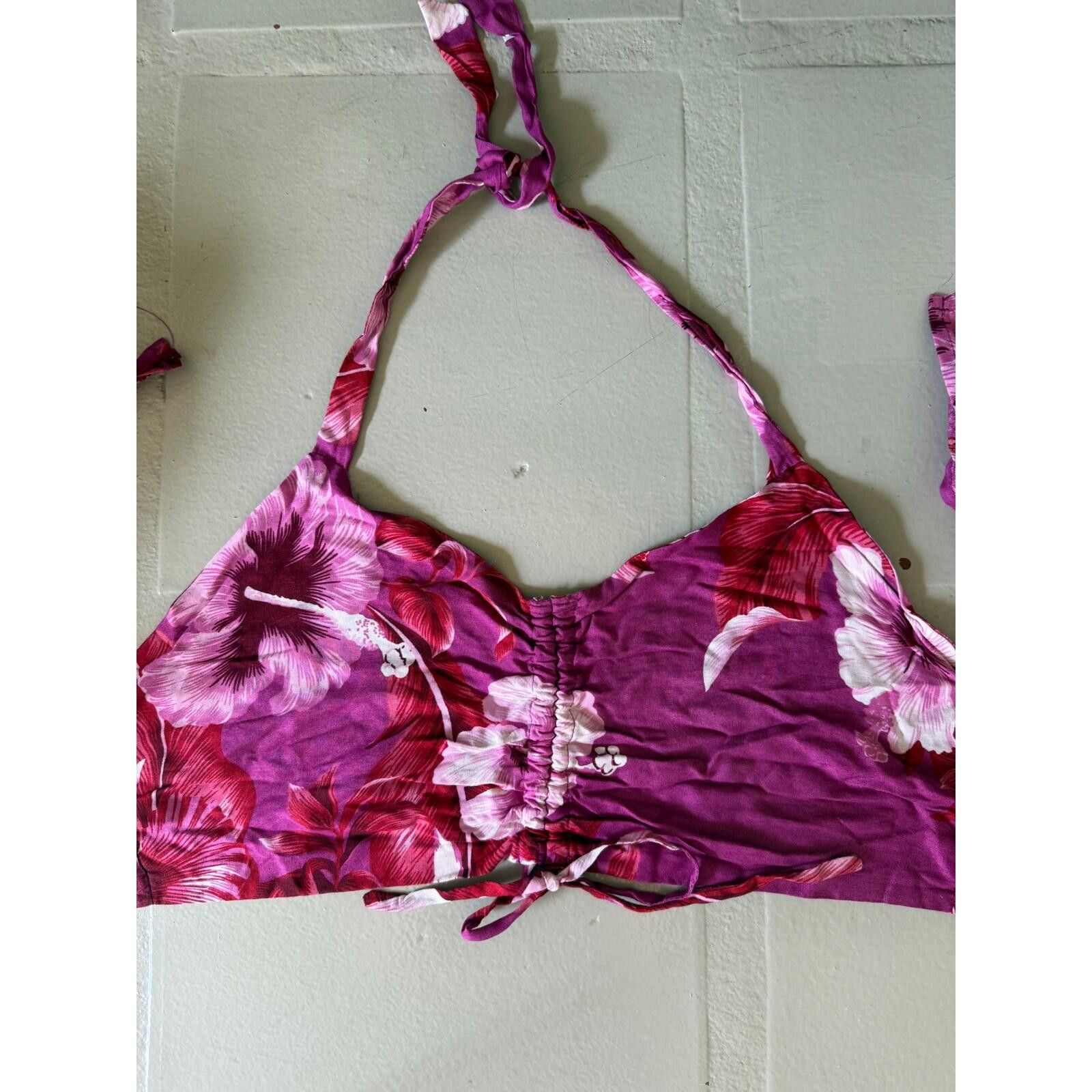Other Hibiscus Collection Hawaii Floral Halter Crop Top Rayon OS Size ONE SIZE - 3 Thumbnail