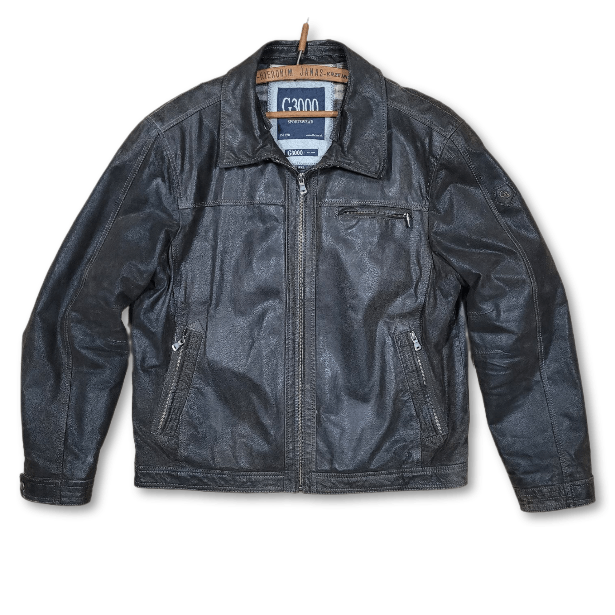 Vintage LEATHER JACKET - Men's leather jacket - Swiss Bomber - XXL Size US XL / EU 56 / 4 - 1 Thumbnail