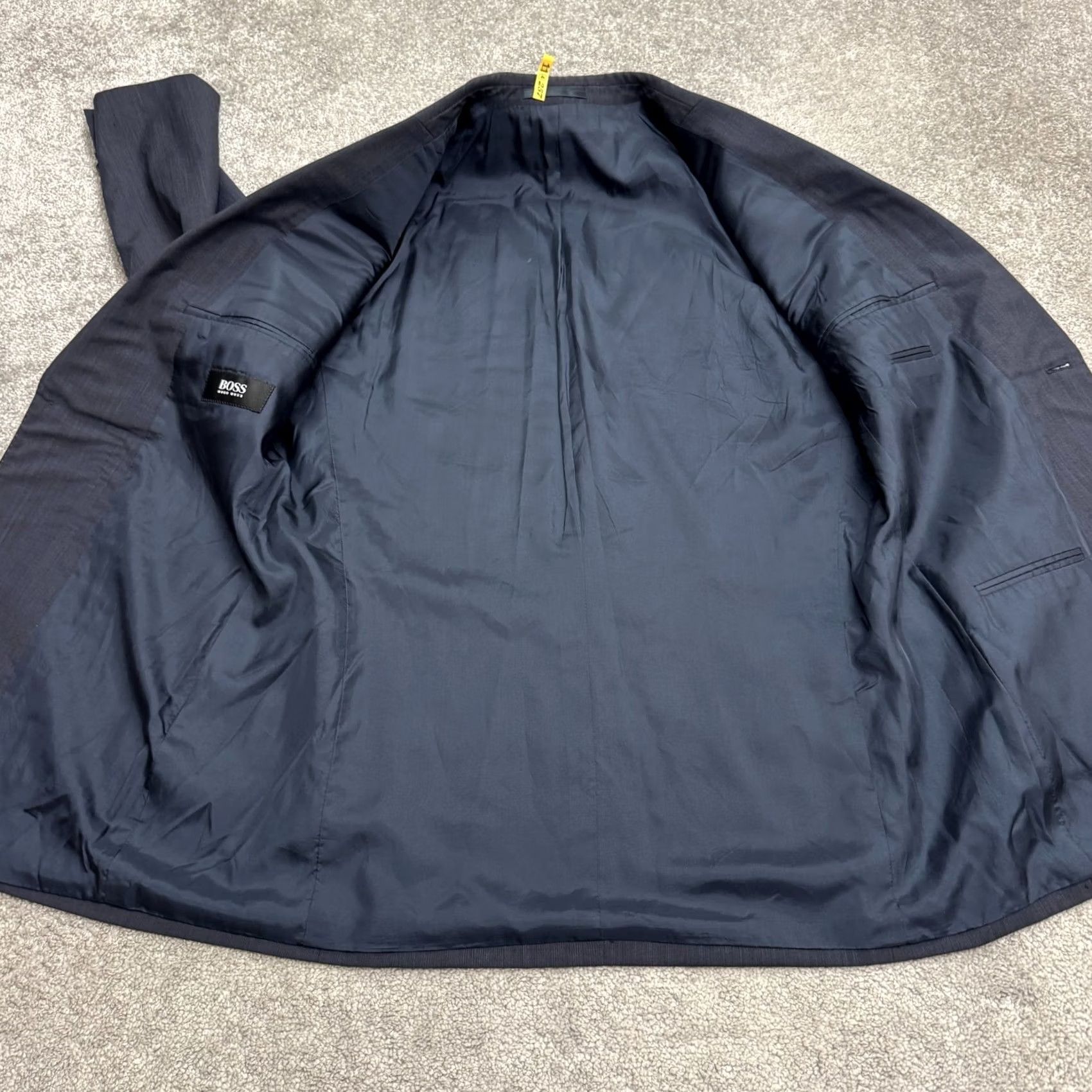 Hugo Boss HUGO BOSS Apollon Olymp Blazer Jacket Men 40R Navy Blue Wool Notch Single-Breasted 2-Button Regular Tailored Front Flat Front Solid Vintage? Size 40R - 3 Thumbnail