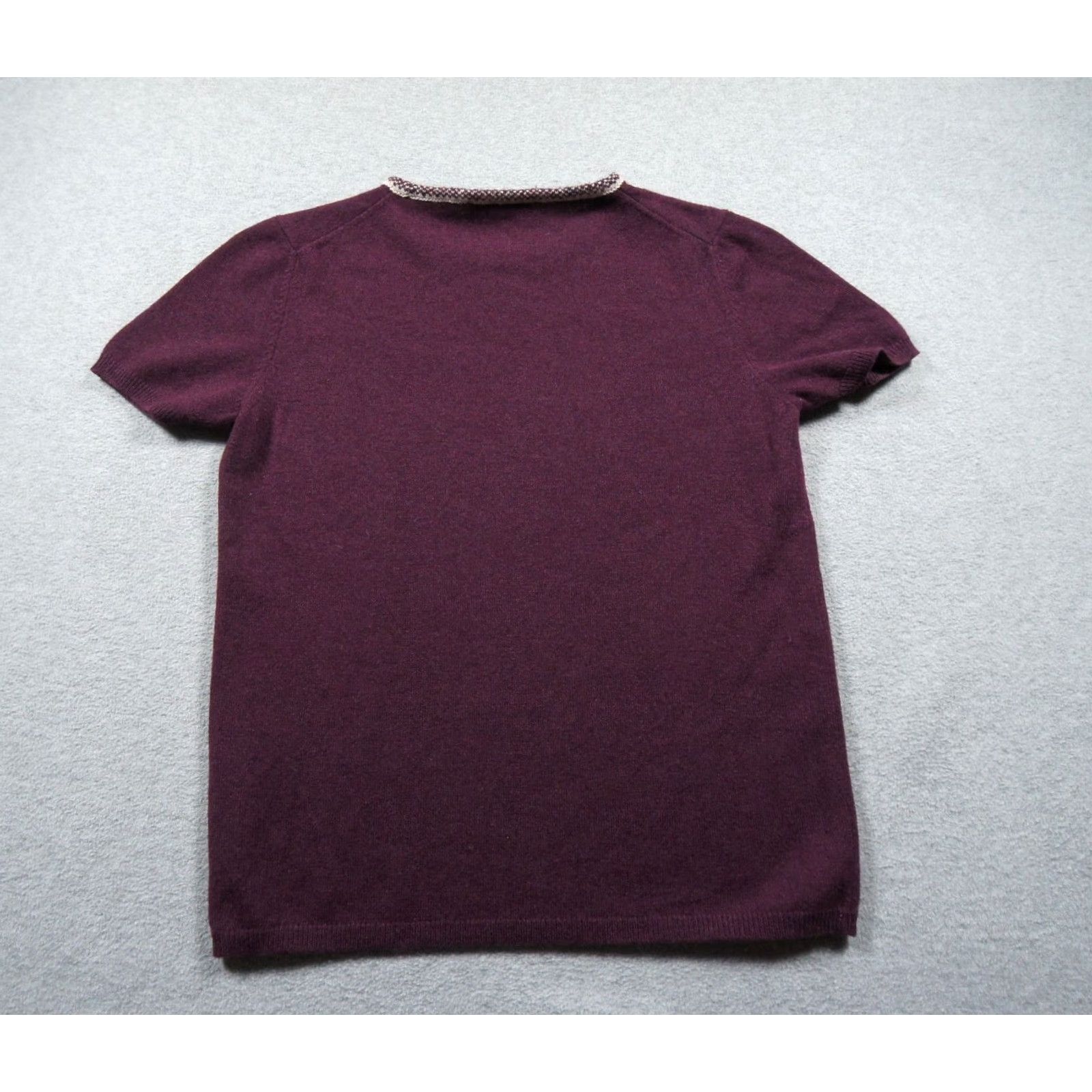 Rubinacci Amina Rubinacci Sweater Womens L Burgundy Short Sleeve Wool Cashmere Italy Shirt Pullover Knit Crew Neck Casual Womens Size L / US 10 / IT 46 - 3 Thumbnail