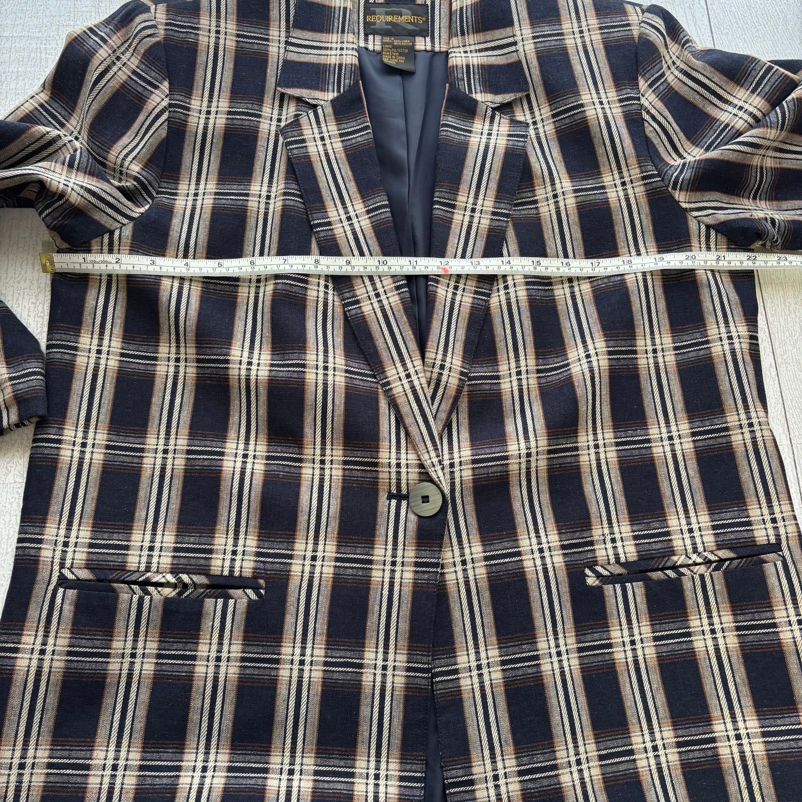 Other Vintage Requirements Plaid Linen Blend Jacket Size 16 Size XXL / US 16-18 / IT 52-54 - 6 Thumbnail