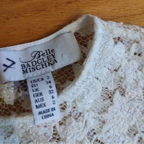 Badgley Mischka Badgley Mischka Belle lace overlay shift dress cocktail 2 Size XS / US 0-2 / IT 36-38 - 4 Thumbnail