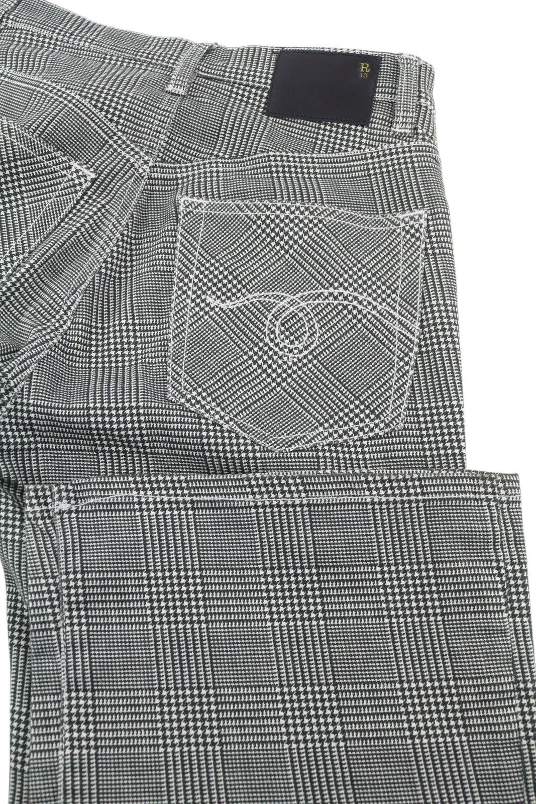 R13 JANE 27 Printed Glen Plaid Straight Flared Stretch 85826 Size 27" / US 4 / IT 40 - 6 Thumbnail