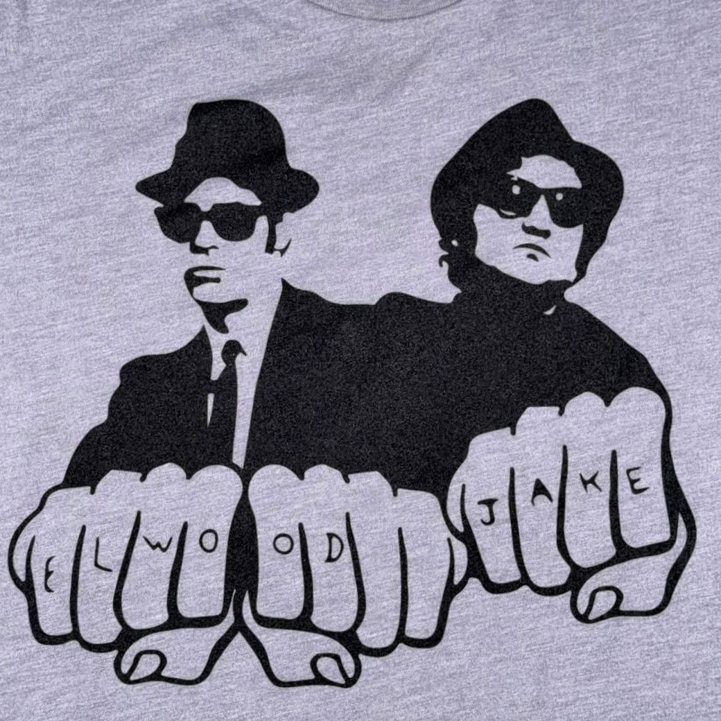 Elwood VINTAGE Blues Brothers Shirt Adult LARGE Gray House Blues Music Jake Elwood Belushi Slim Size US L / EU 52-54 / 3 - 2 Thumbnail