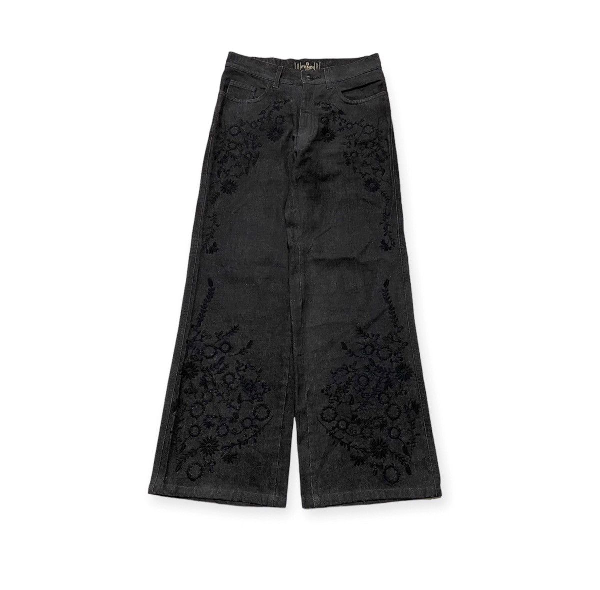 Fendi Embroidered Waxed Baggy Denim Size 29" - 1 Thumbnail