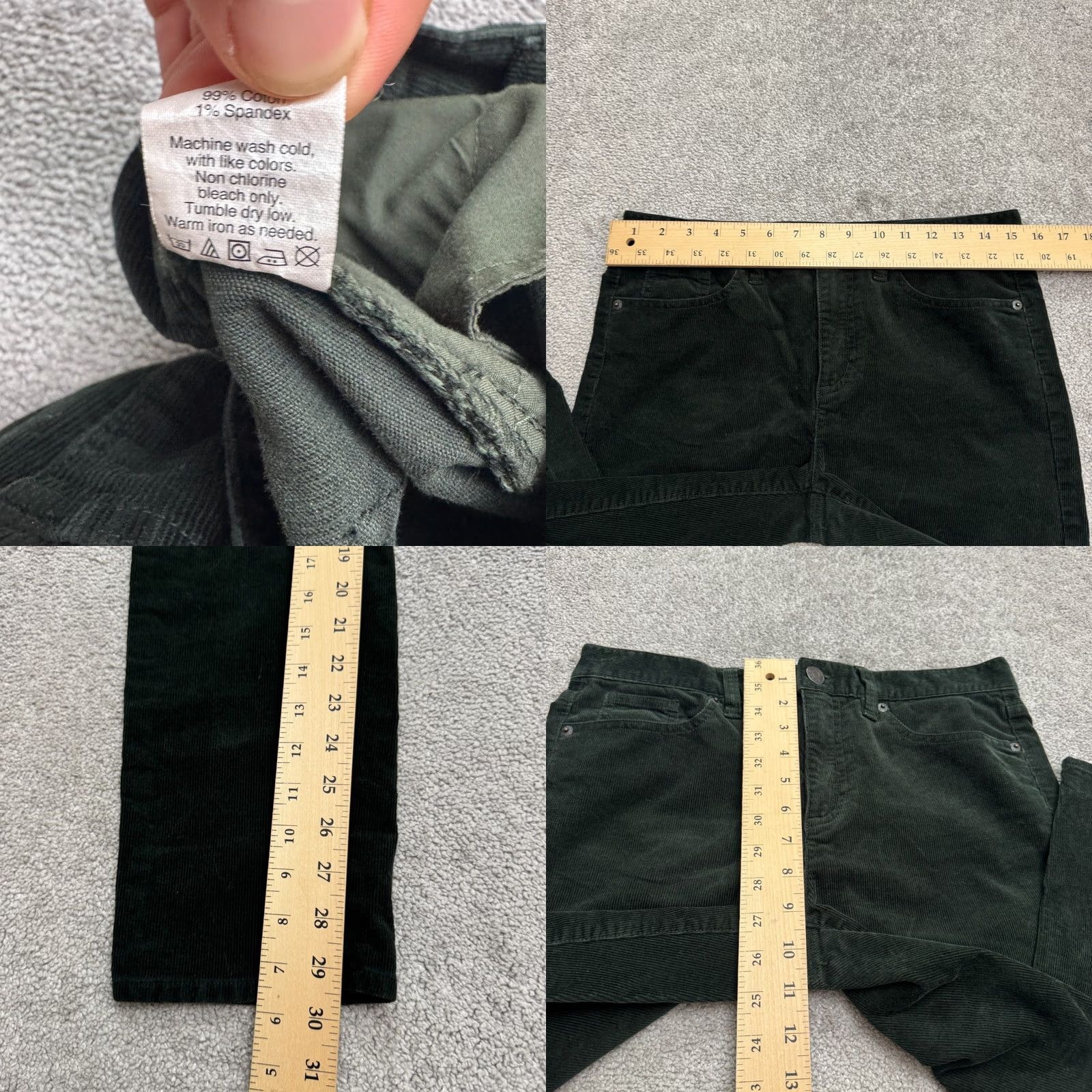 Vintage J.Crew Toothpick Skinny Stretch Corduroy Pants Womens 29 Dark Green High Rise Size 28" / US 6 / IT 42 - 8 Thumbnail