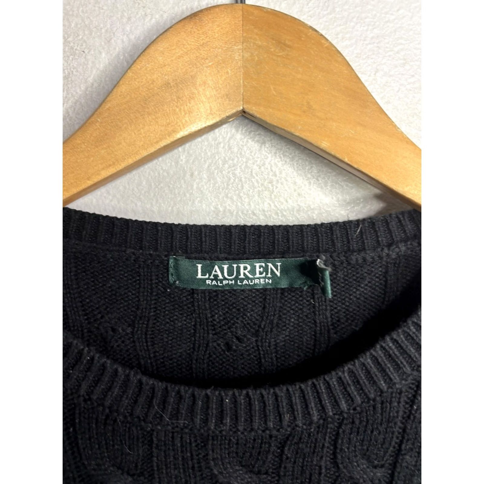 Ralph Lauren Lauren Ralph Lauren Sweater Womens Medium Black Cable Knit Crewneck Pullover Size M / US 6-8 / IT 42-44 - 2 Thumbnail