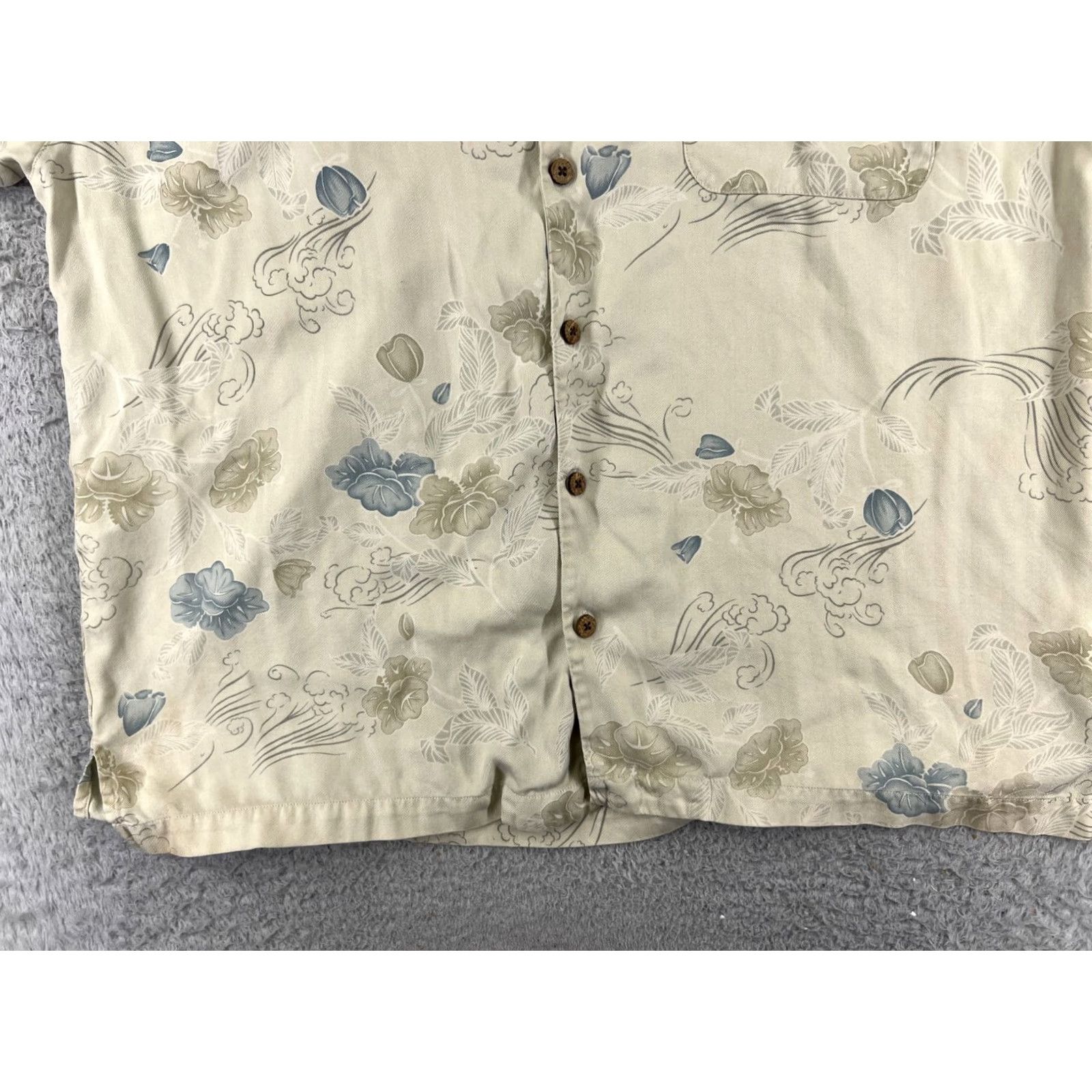 Tommy Bahama Tommy Bahama Shirt Men XL Ivory Floral 100% Silk Hawaiian Button-Up Short Sleeve Casual Beach Vacation Resort Mens Size US XL / EU 56 / 4 - 5 Thumbnail