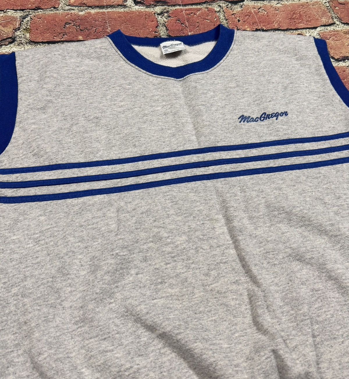 MacGregor Vintage MacGregor Workout Sweatshirt Triple Stripe Vest 80s Size US XL / EU 56 / 4 - 3 Thumbnail