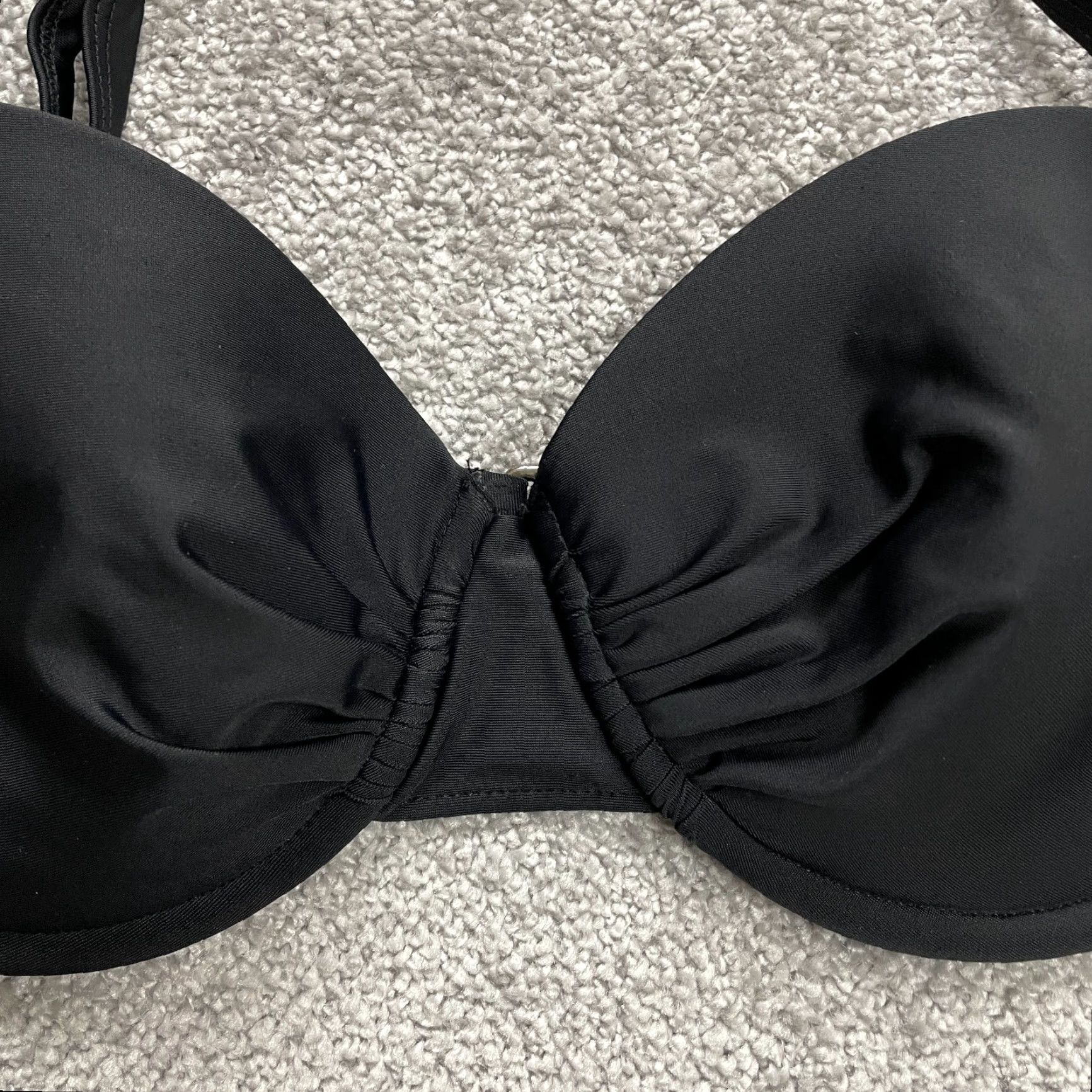 Merona VINTAGE Merona Bikini Top Womens Medium Black Spaghetti Strap Summer Beach Swimsuit Women Size M / US 6-8 / IT 42-44 - 6 Thumbnail