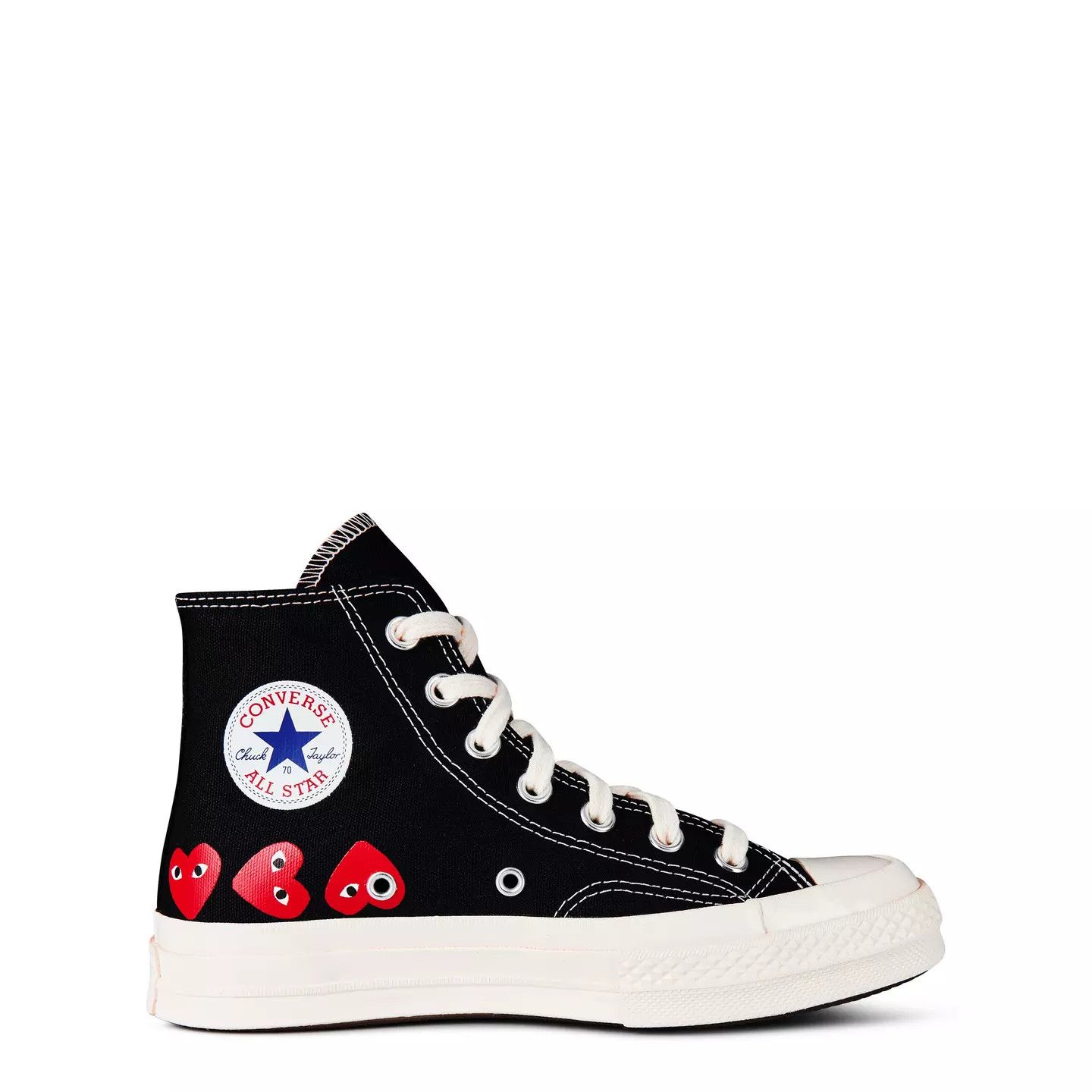Comme des Garcons PLAY o1g2r1mq0426 Multi Heart High Top Trainers in Black Size US 10 / EU 43 - 1 Thumbnail