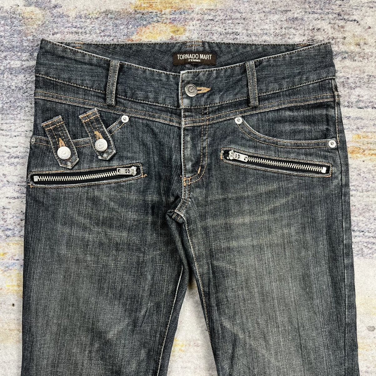 Tornado Mart Tornado Mart multi pocket low rise flared denim pants Size 29" - 4 Thumbnail