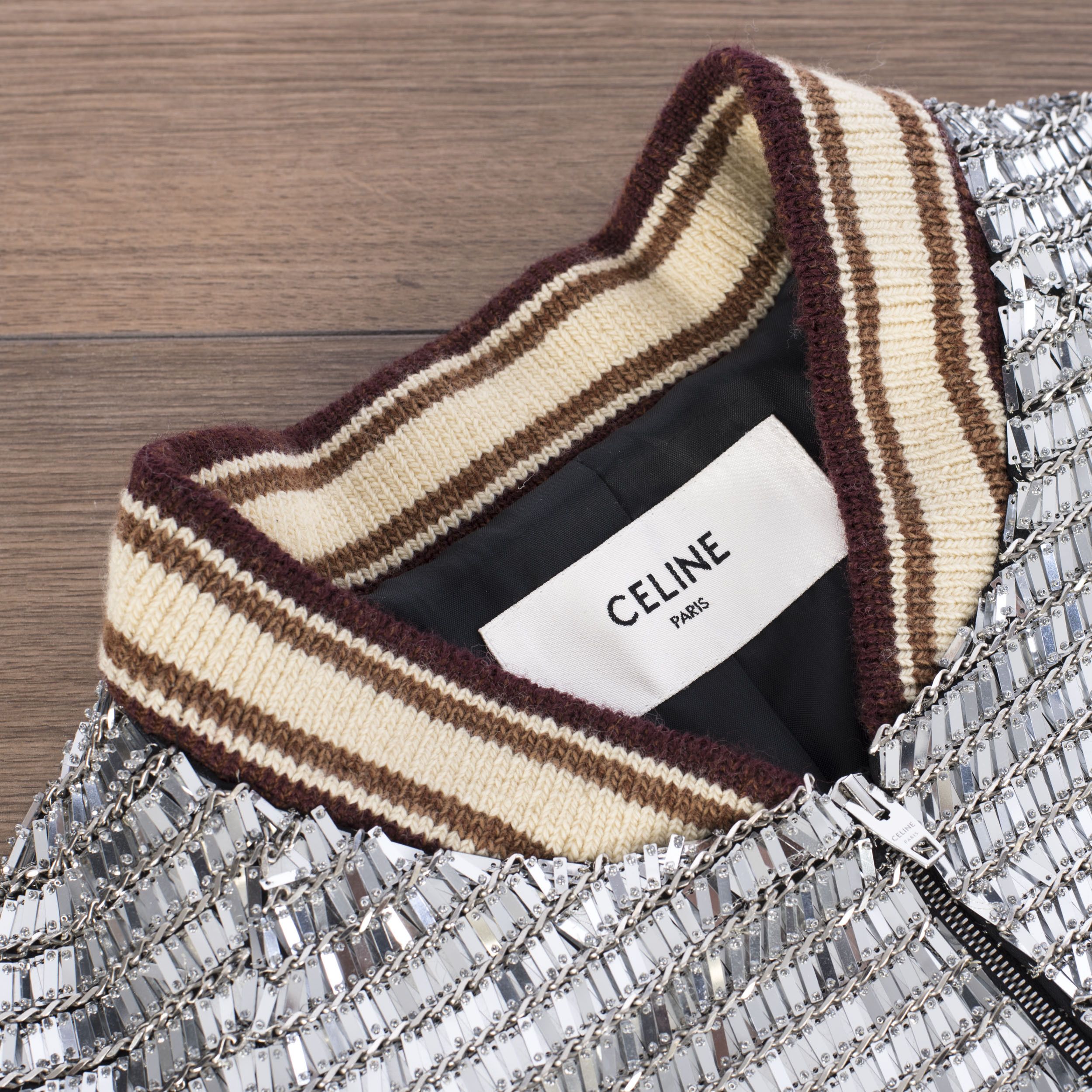 Celine Silver Mirror Embroidered Teddy Jacket Size US M / EU 48-50 / 2 - 10 Thumbnail