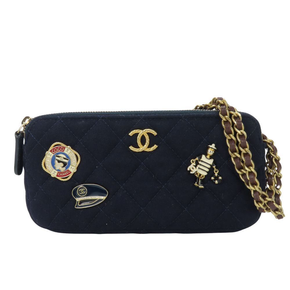 Chanel Chanel Marin Cotton Leather Shoulder Bag Cotton Shoulder Bag in Blue, Women's