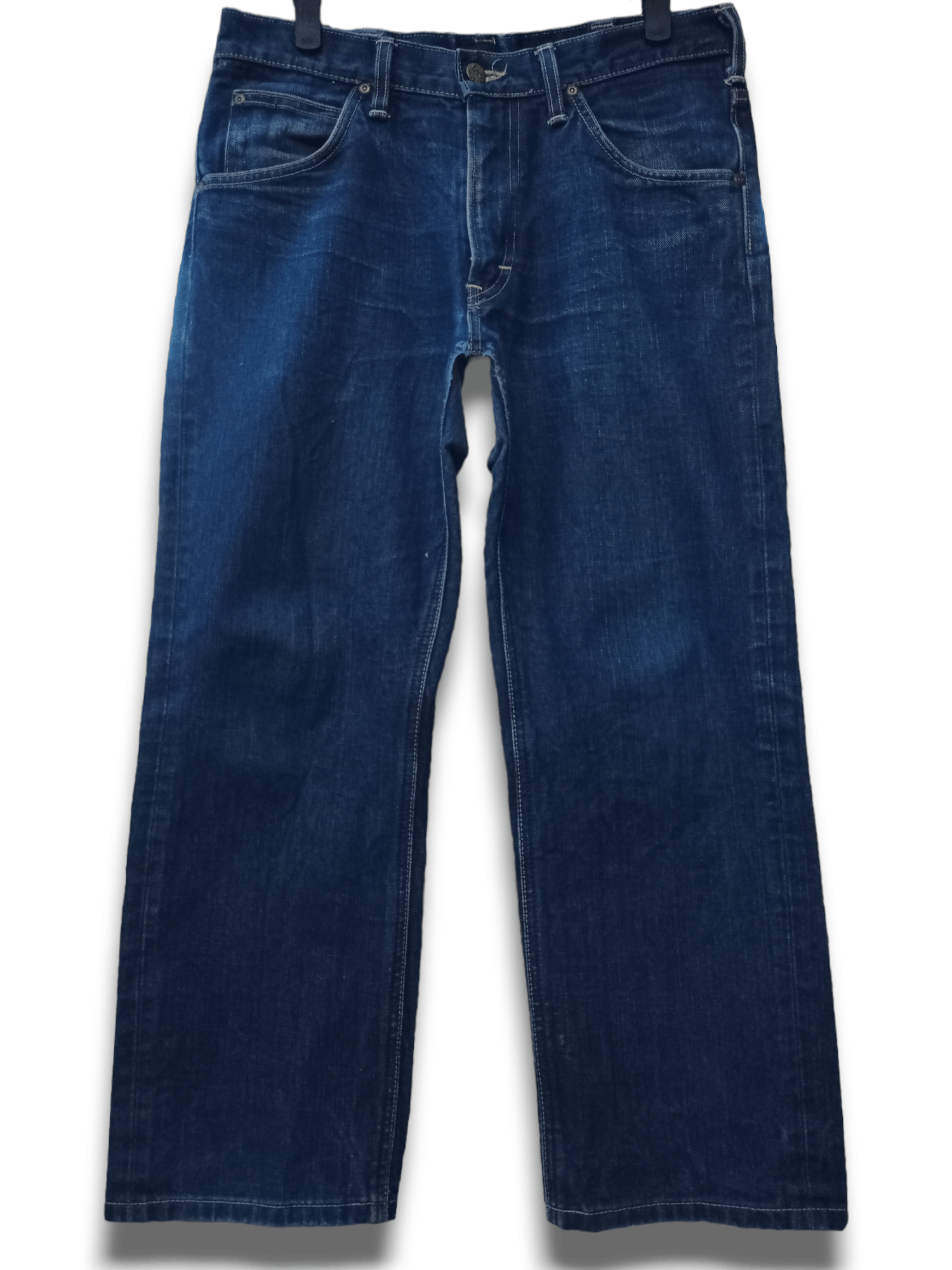 image of Distressed Denim x Lee Vintage 90's Lee Riders Workwear Denim Loose Jeans 31X25 in Dark Blue Wash