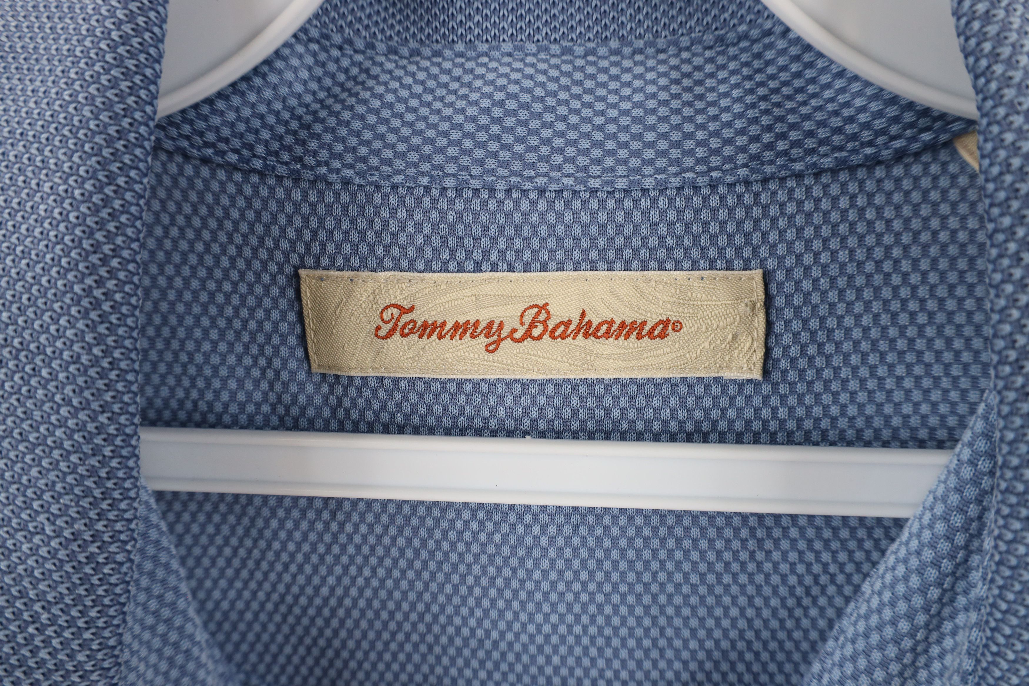 Tommy Bahama × Vintage Tommy Bahama Waffle Knit Collared Golf Polo Shirt Blue Size US L / EU 52-54 / 3 - 7 Thumbnail