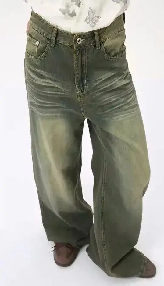 Japanese Brand Retro nostalgic style washed straight mop distressed jeans Size US 32 / EU 48 - 2 Thumbnail