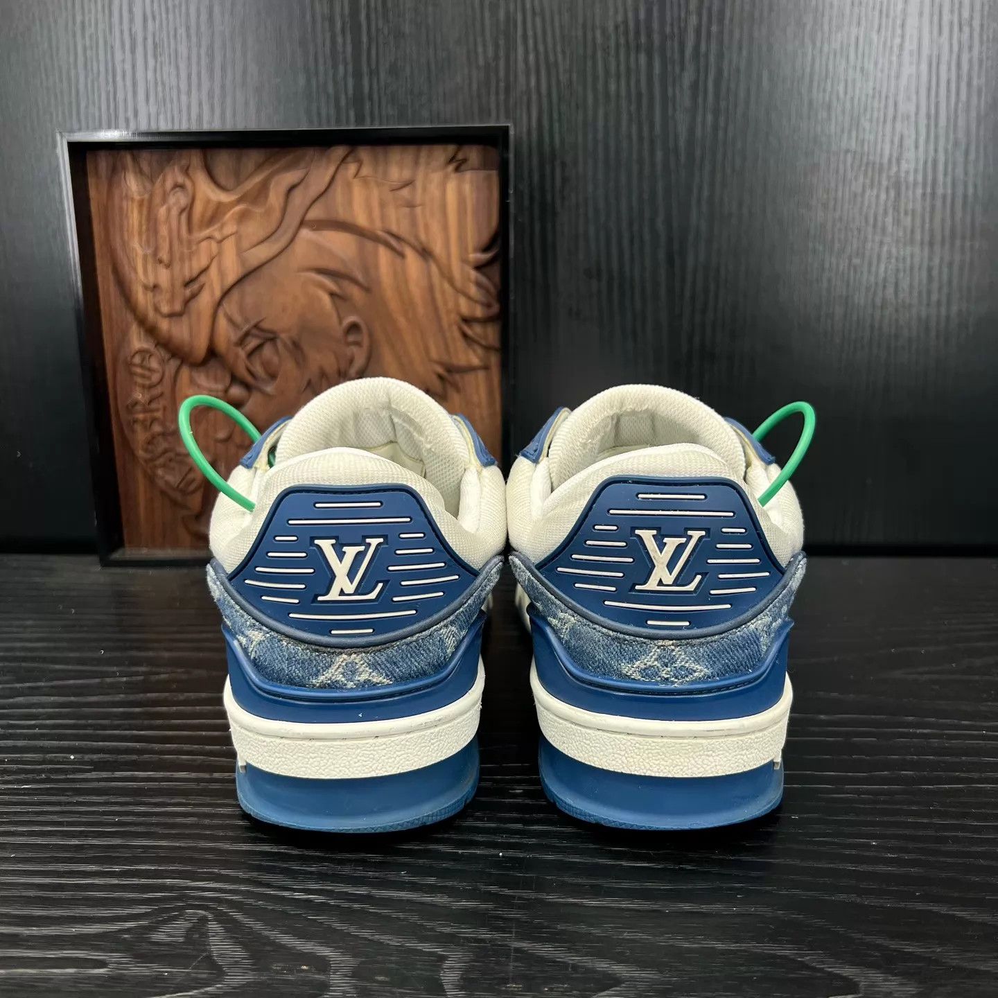 Louis Vuitton LV Trainer White Blue Denim 37 Size US 6.5 / IT 36.5 - 3 Thumbnail