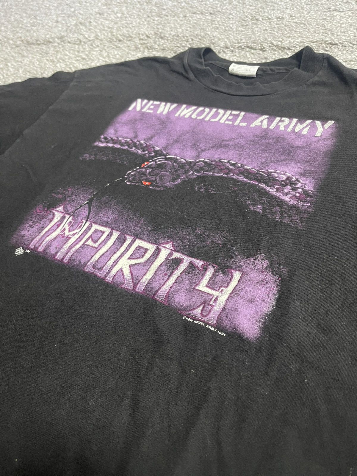Band Tees × Vintage 1991 NEW MODEL ARMY IMPURITY RARE ARCHIVE HANES size XL Size US XL / EU 56 / 4 - 7 Thumbnail