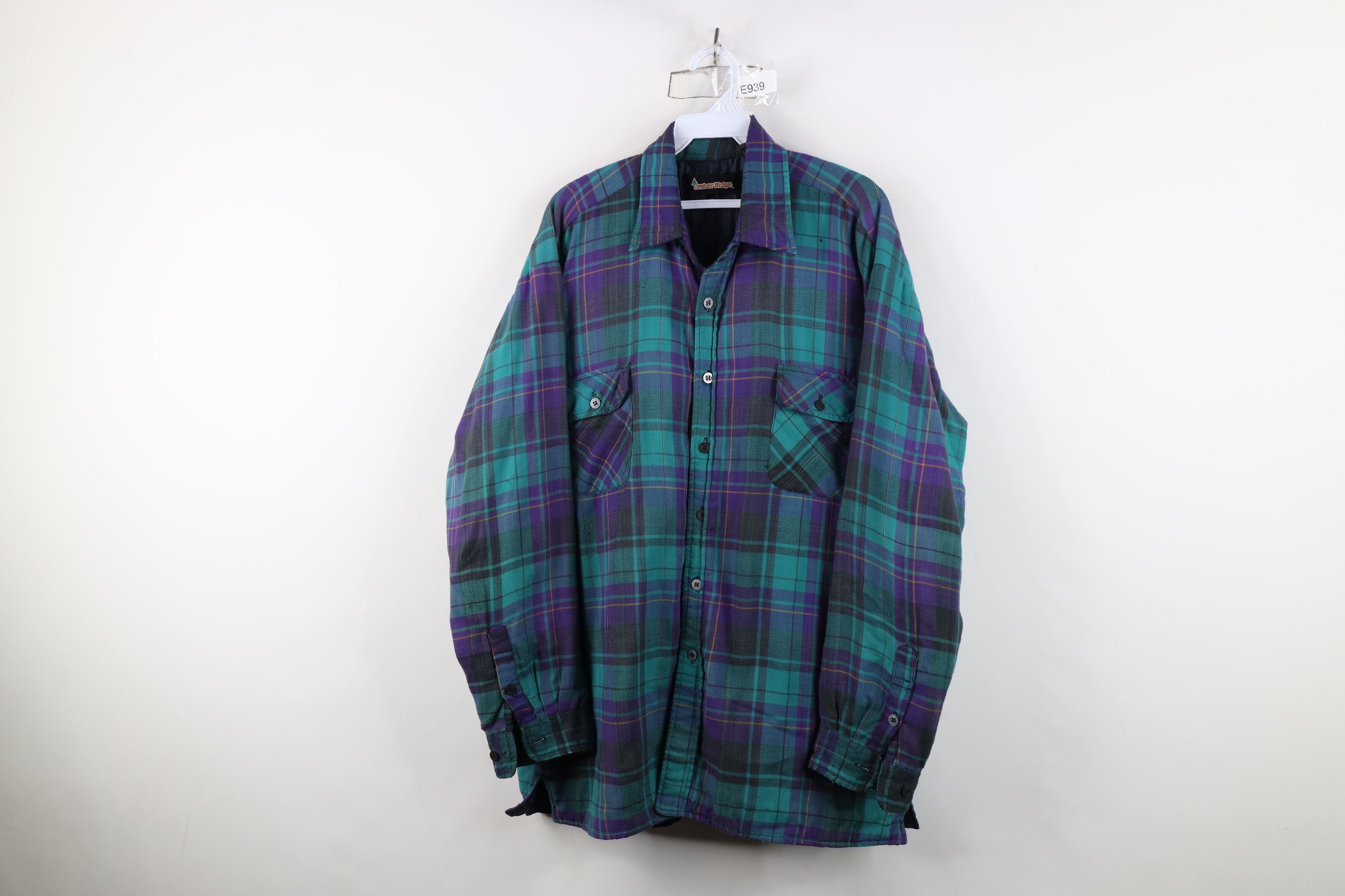Vintage Vintage 90s Streetwear Quilted Flannel Shirt Jacket Shacket Size US L / EU 52-54 / 3 - 1 Thumbnail
