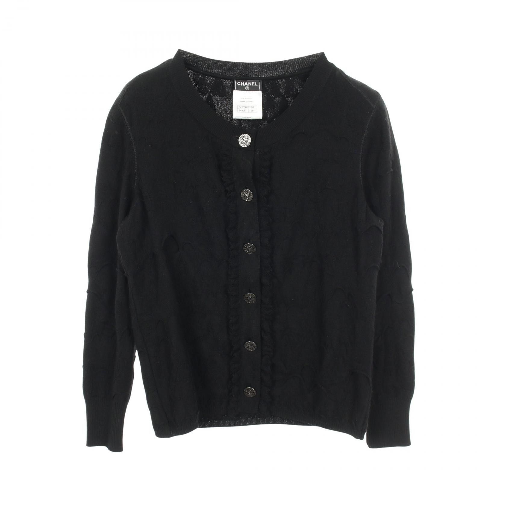 Chanel Chanel Chanel Frill Wool Cardigan Textile Tops P41774K03153 DUTY FREE for USA Size ONE SIZE - 1 Thumbnail