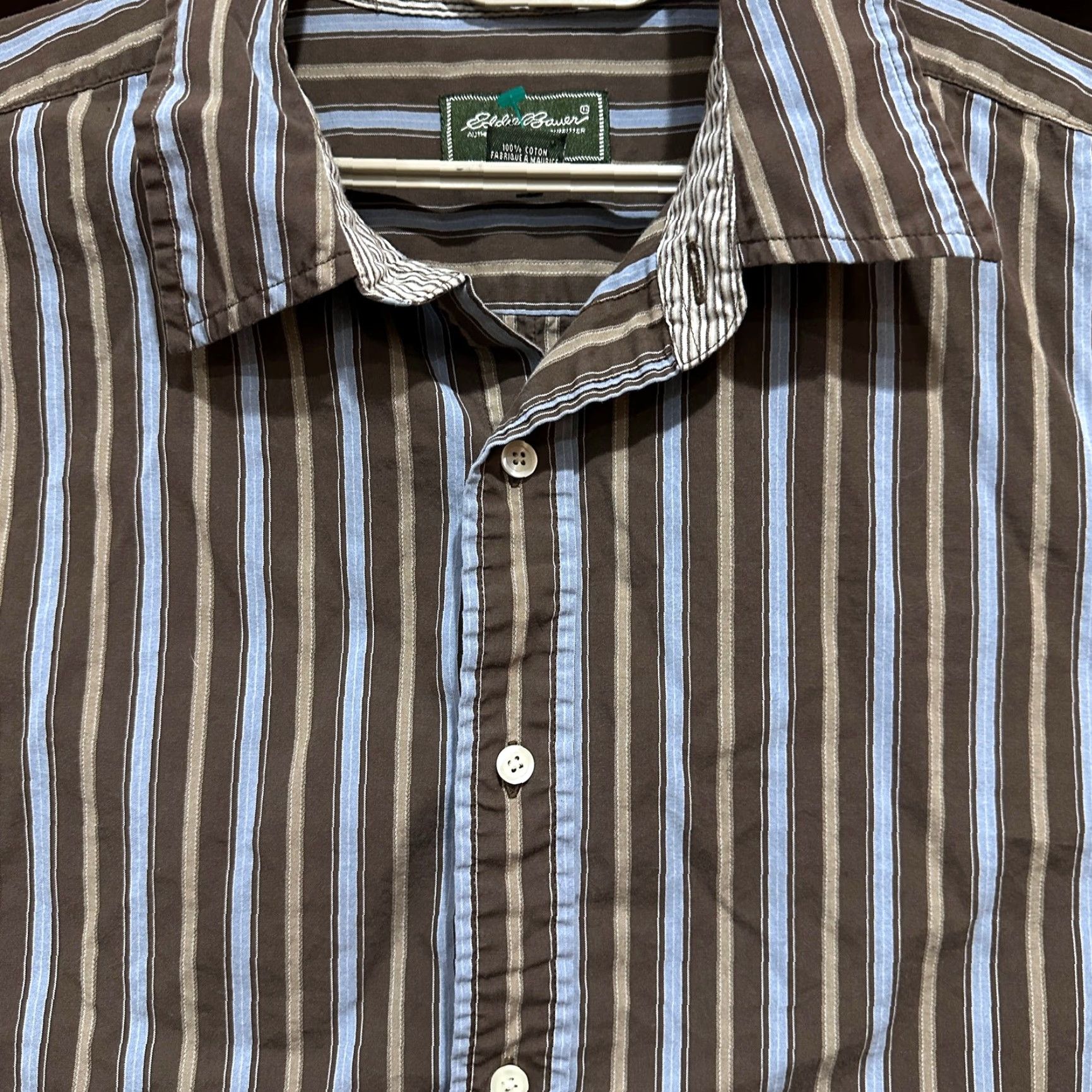 Eddie Bauer VINTAGE Eddie Bauer Button-Up Shirt Mens XL Striped Brown Blue 100% Cotton Regular Size US XL / EU 56 / 4 - 2 Thumbnail