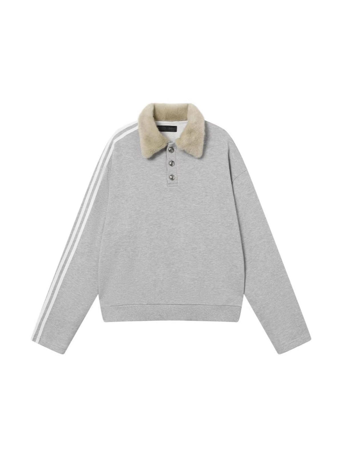 Other Gray Faux Fur Collar Sweatshirts, Casual Pullover Size US M / EU 48-50 / 2 - 1 Thumbnail