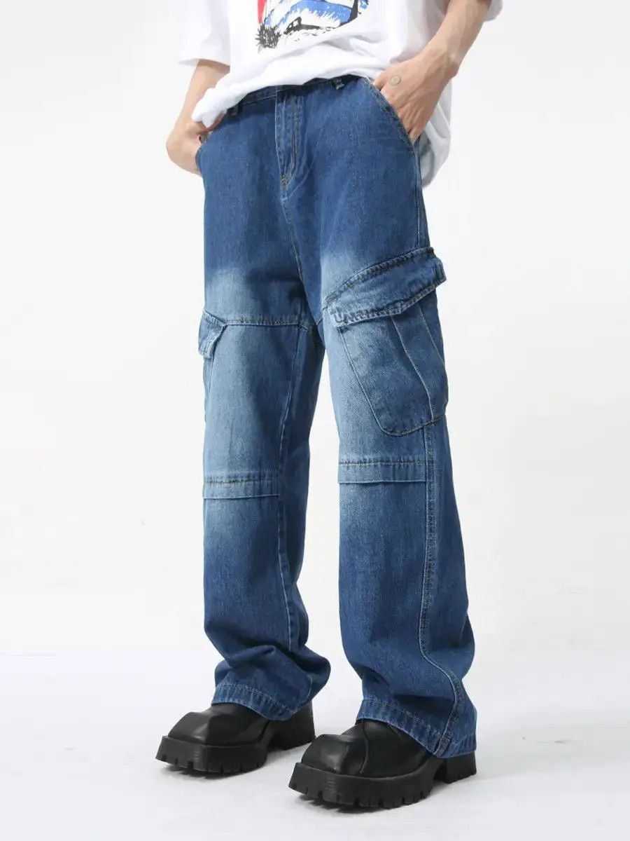 Japanese Brand Retro loose high street pocket jeans Size US 32 / EU 48 - 4 Thumbnail