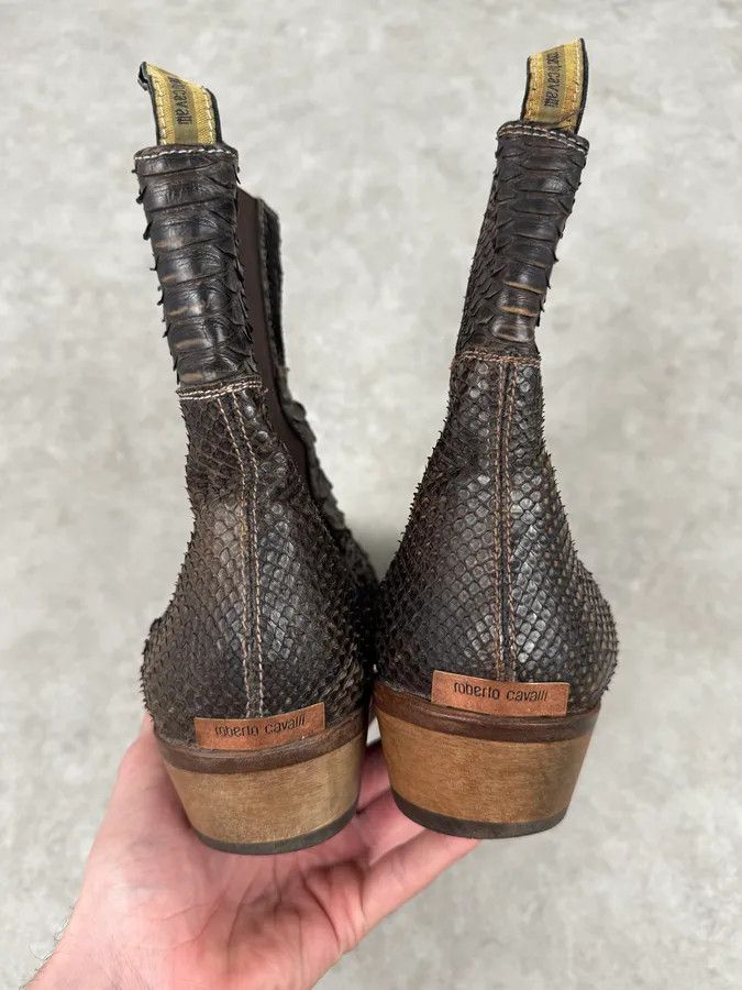 Roberto Cavalli 2000s Roberto Cavalli Brown Python Cowboy Boots Size US 11 / EU 44 - 7 Thumbnail