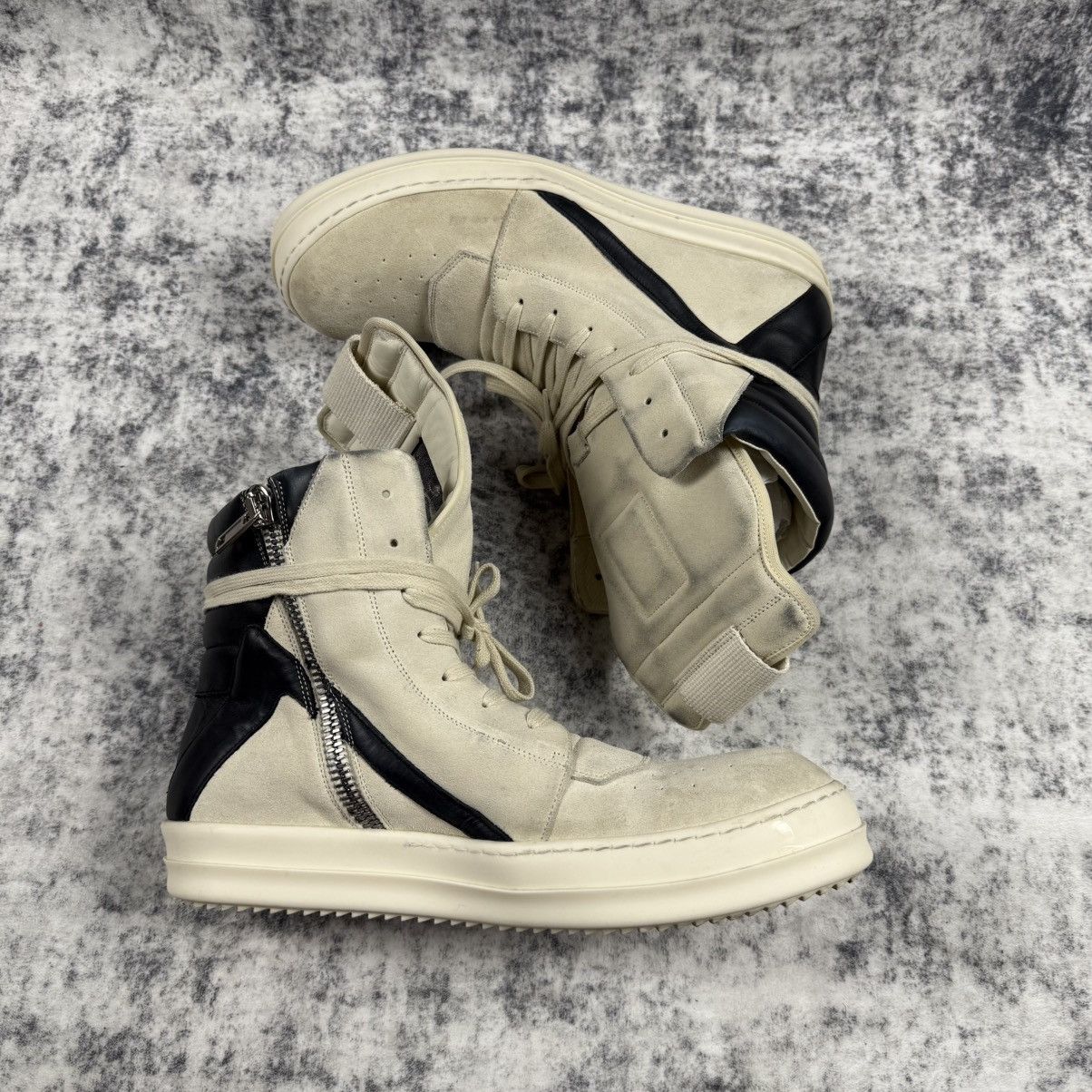 Rick Owens Rick Owens ‘Black/Milk’ Suede Geobaskets Size US 11 / EU 44 - 3 Thumbnail